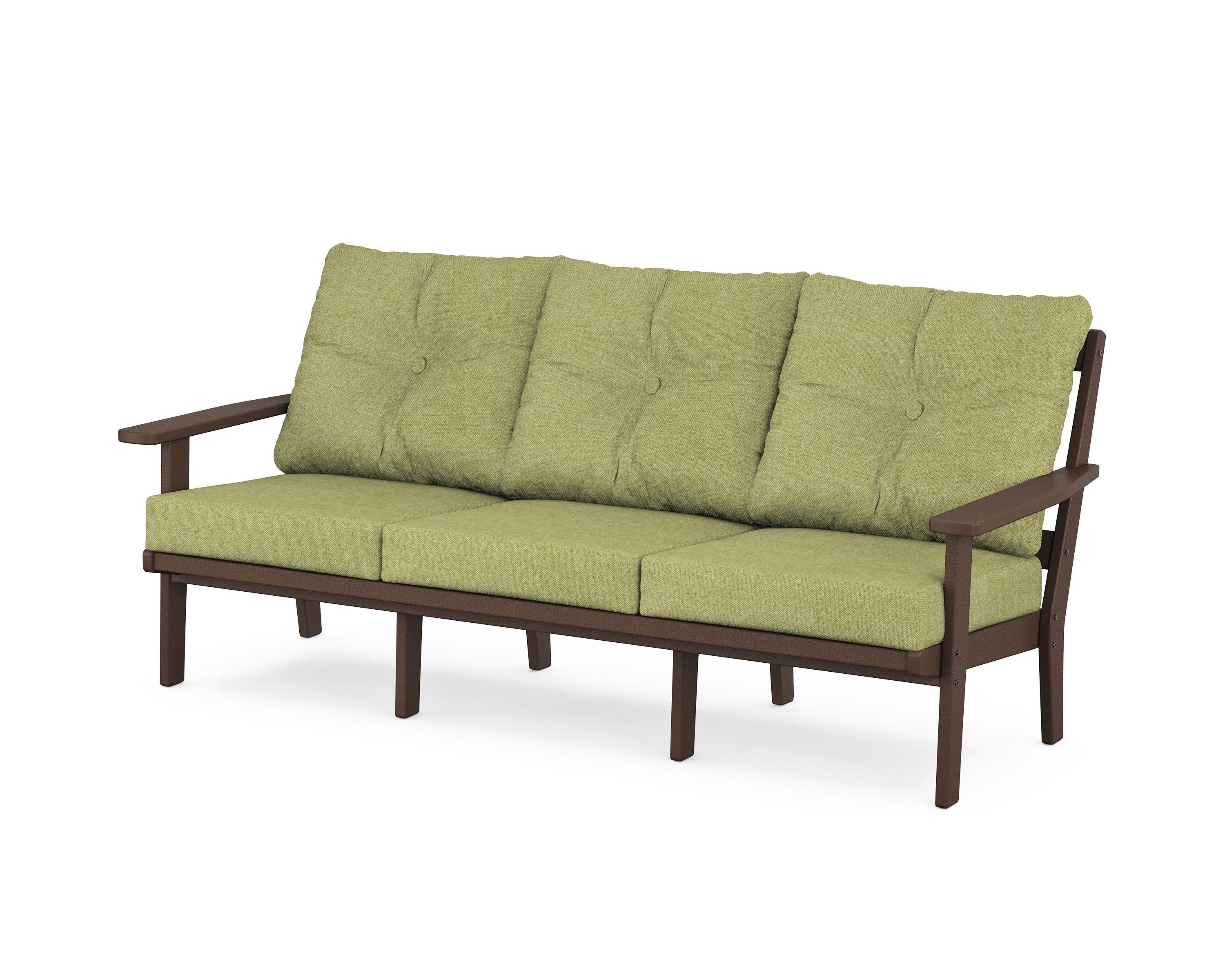 POLYWOOD® Prairie Deep Seating Sofa in Mahogany / Chartreuse Boucle