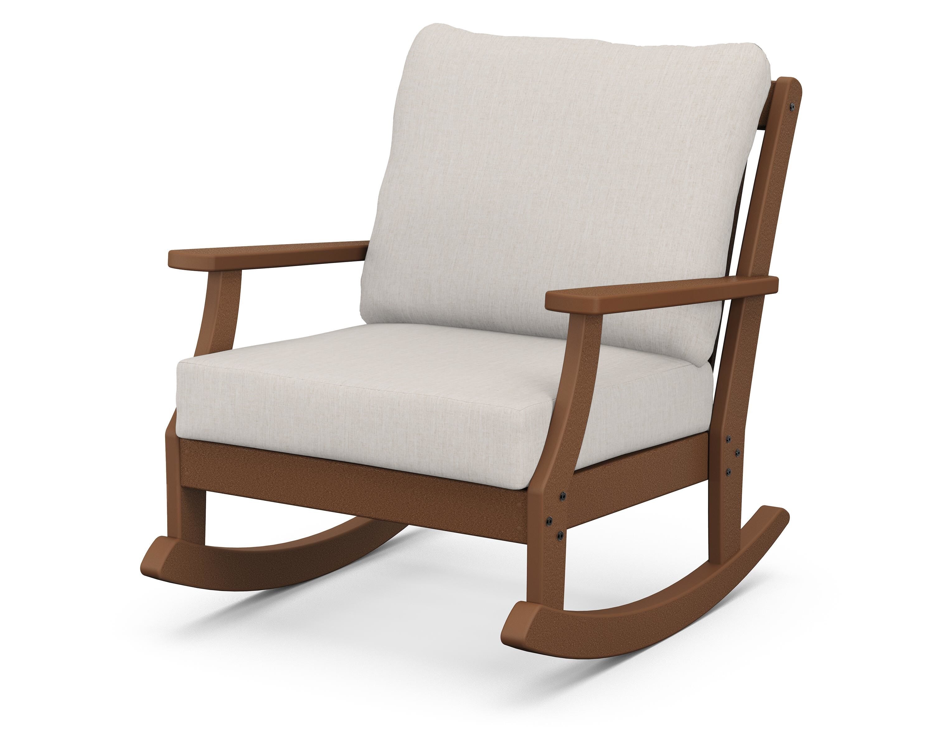 POLYWOOD® Braxton Deep Seating Rocking Chair in Teak / Cast Ash