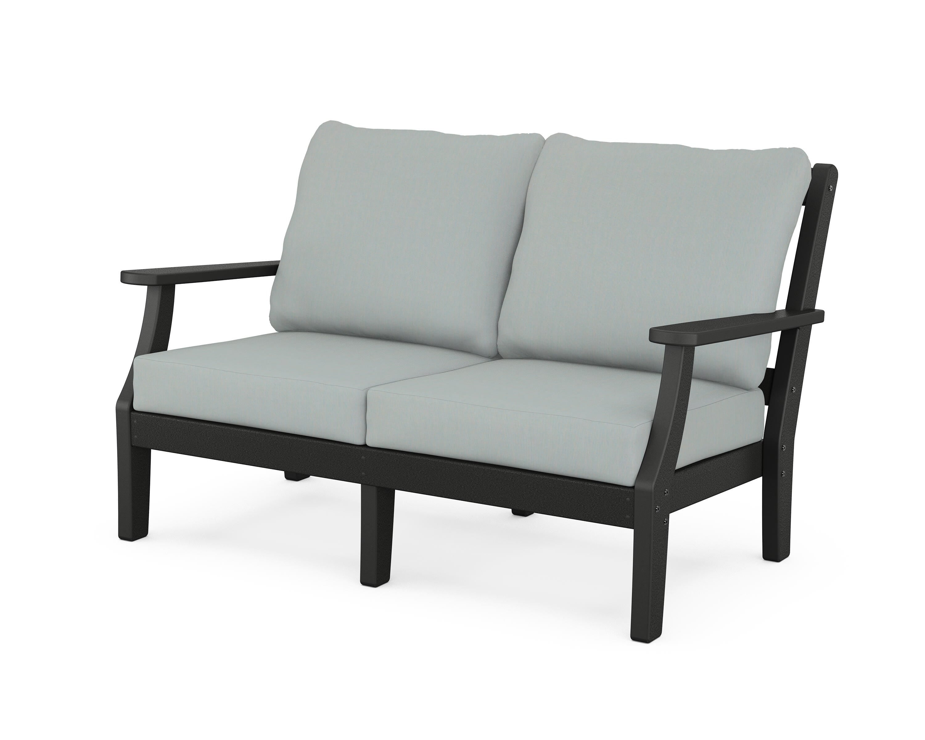 Martha Stewart by POLYWOOD® Chinoiserie Deep Seating Loveseat in Black / Spa