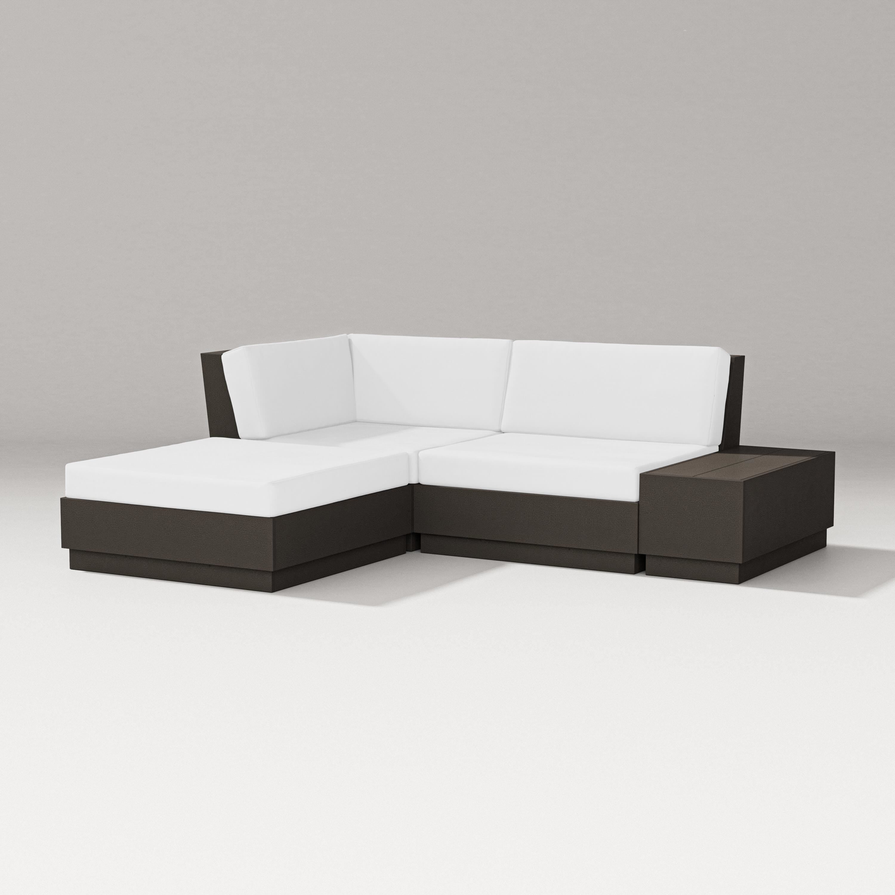 PW Designer Series Elevate Loveseat Sectional with Chaise in Vintage Coffee / Natural