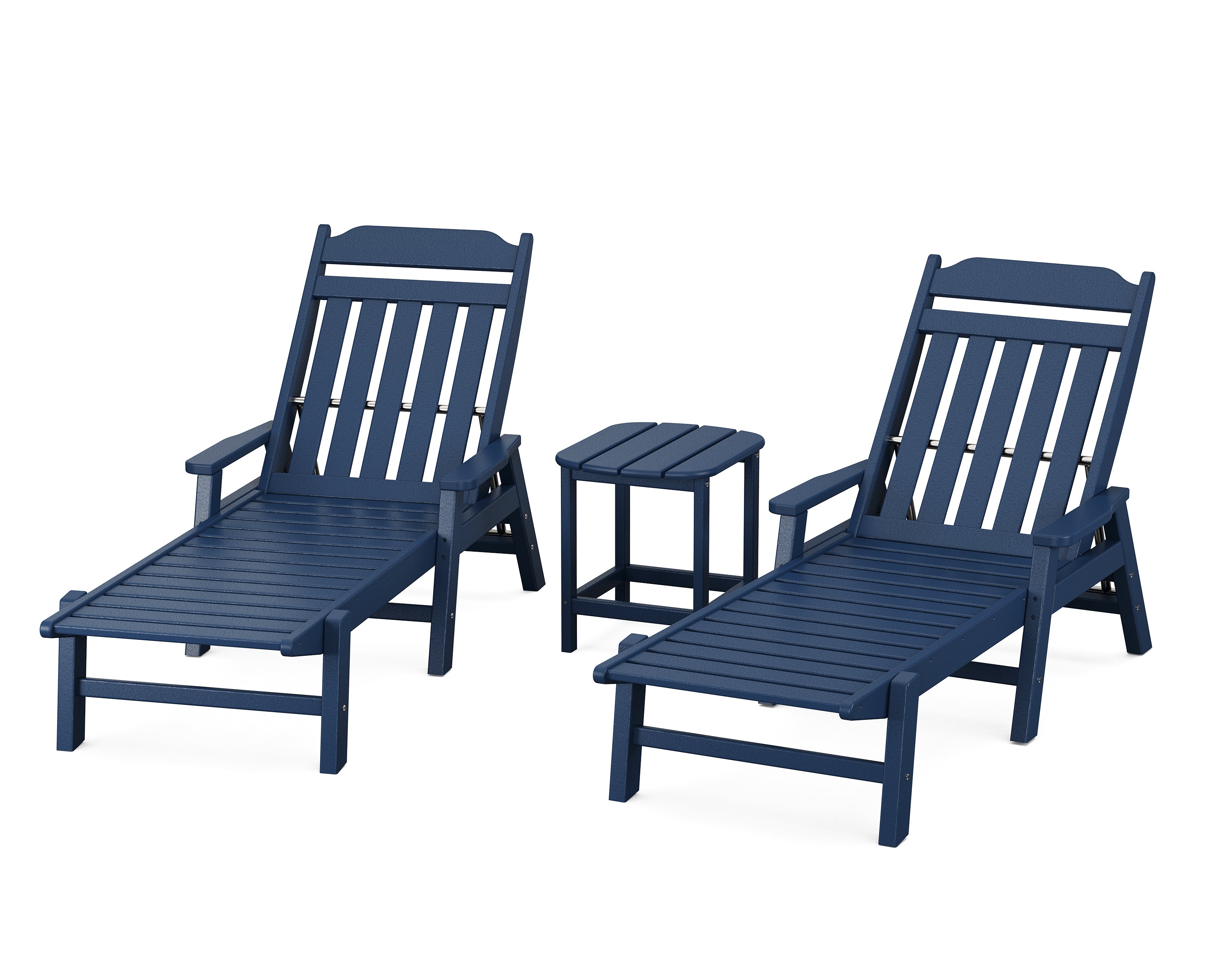 Country Living Cottage 3-Piece Chaise Set with Arms in Navy