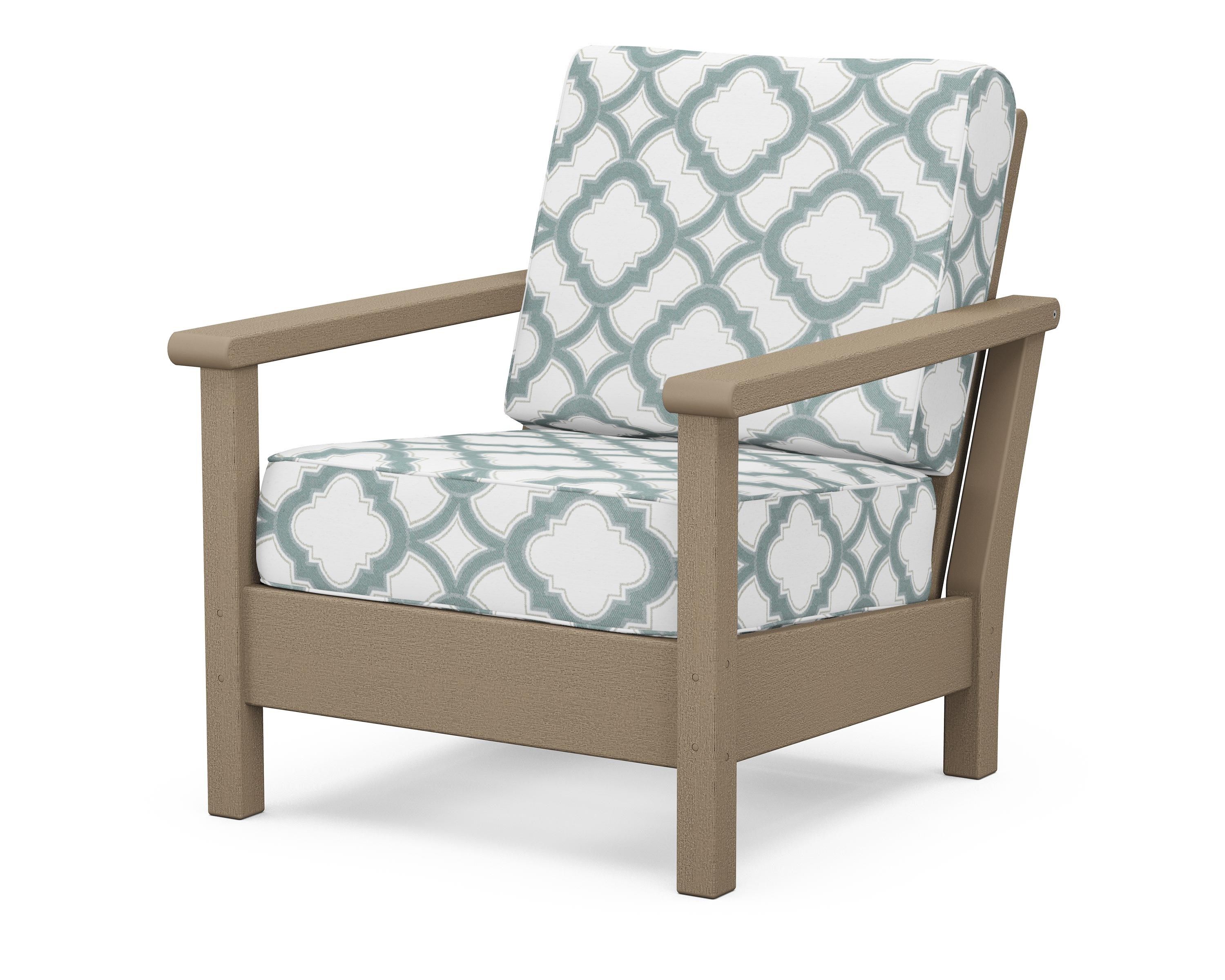 POLYWOOD® Harbour Deep Seating Chair in Vintage Sahara / Trellis Glacier Spa