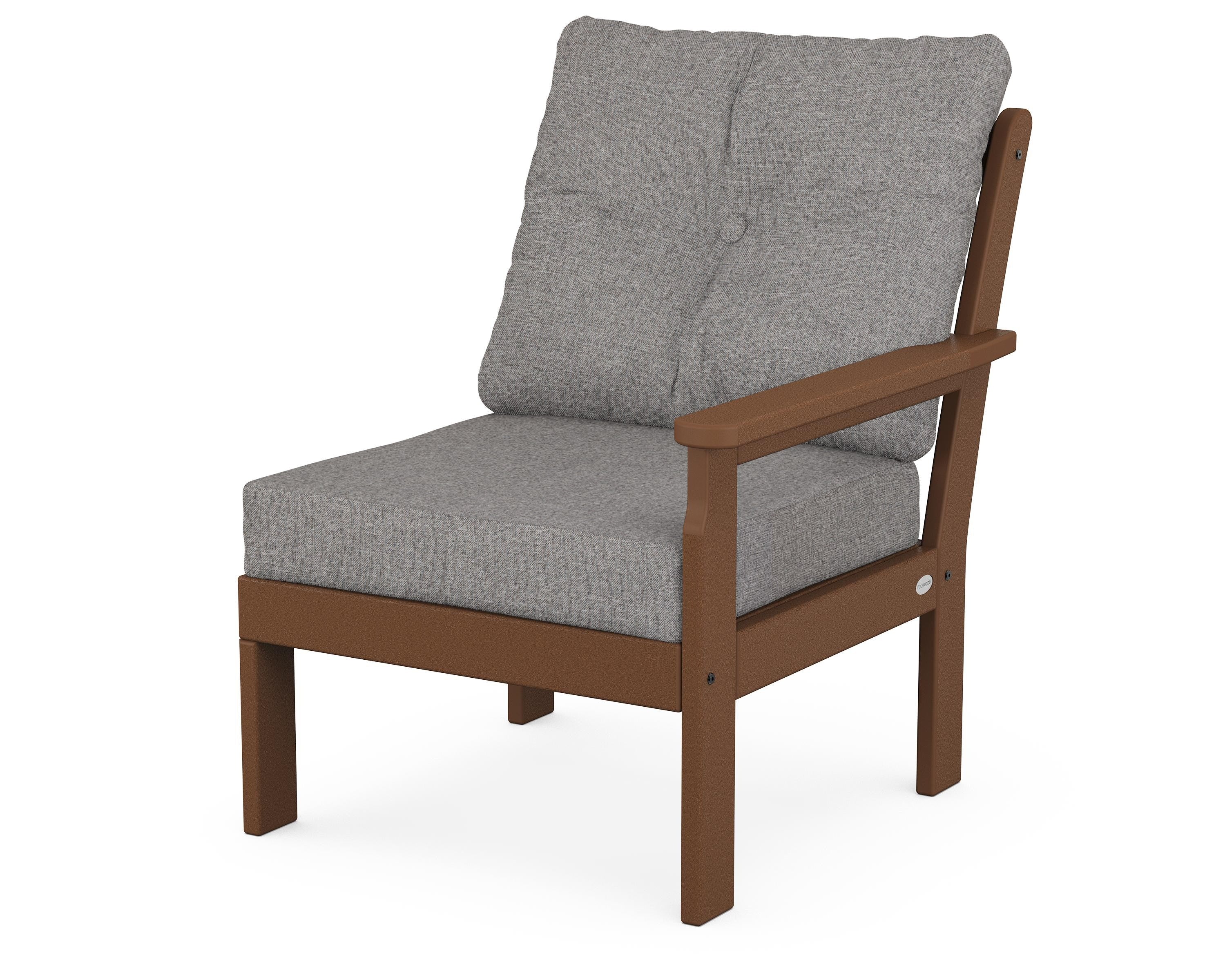 POLYWOOD® Vineyard Modular Right Arm Chair in Teak / Grey Mist