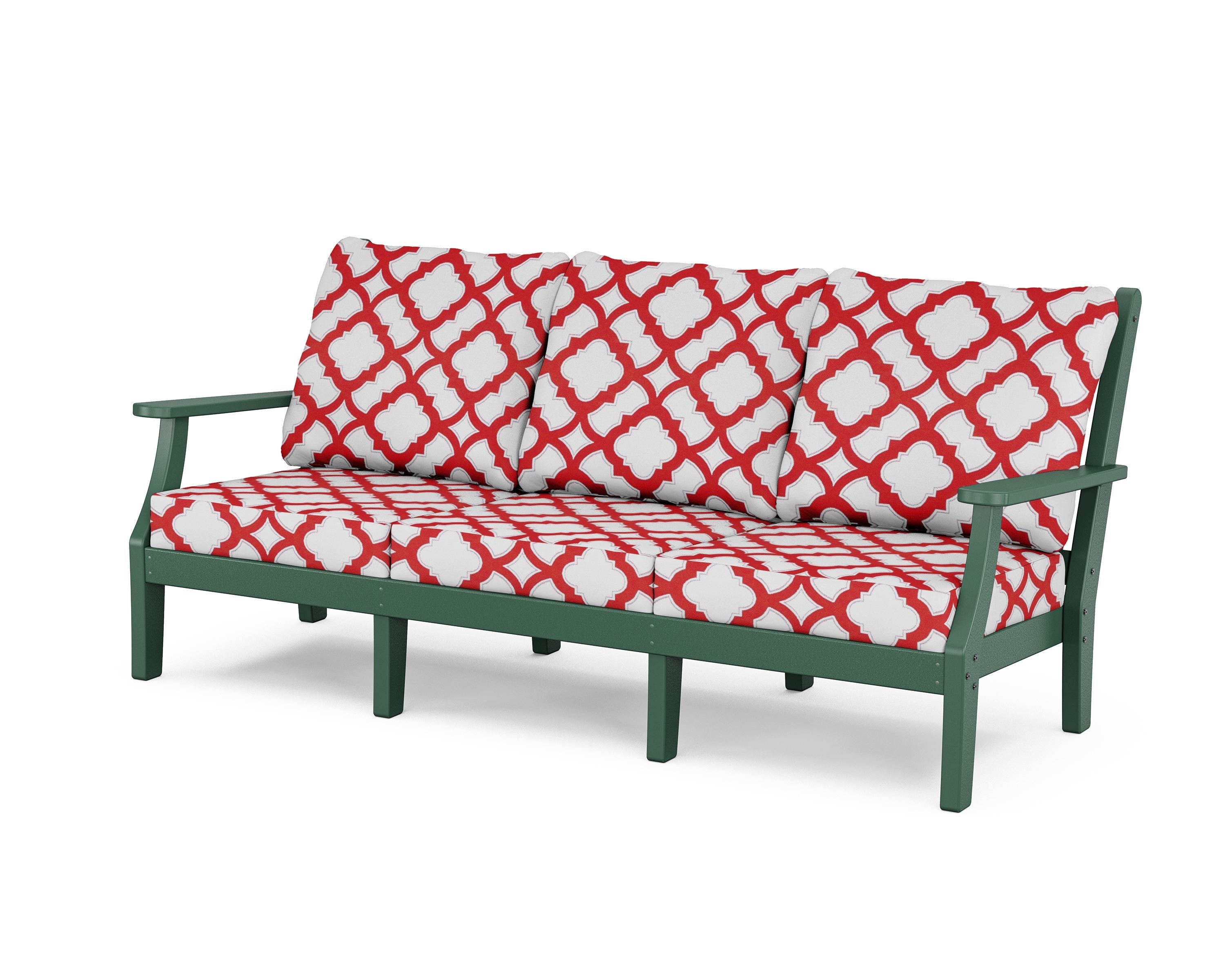Country Living Wovendale Deep Seating Sofa in Green / Trellis Crimson