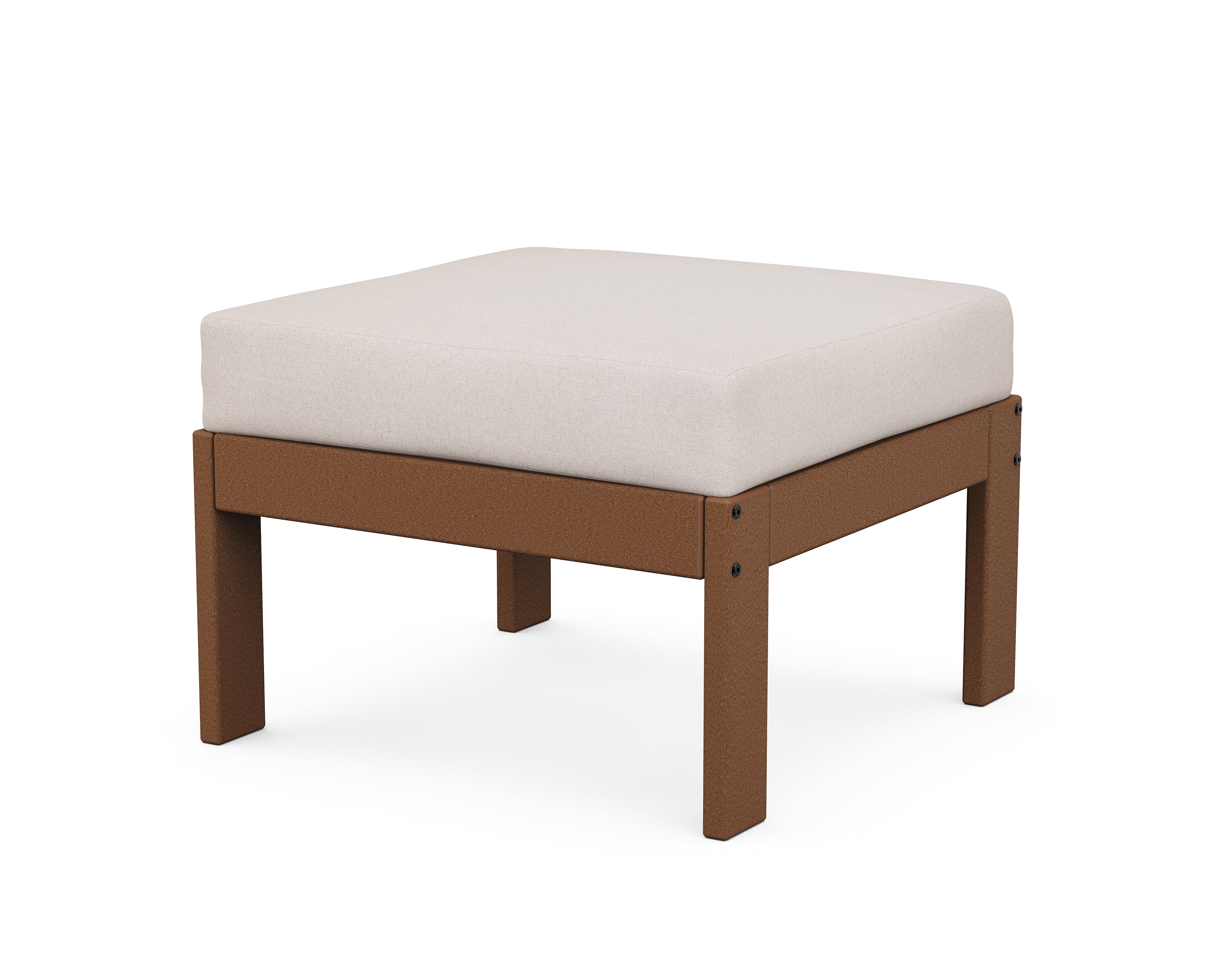 POLYWOOD® Vineyard Modular Ottoman in Teak / Dune Burlap