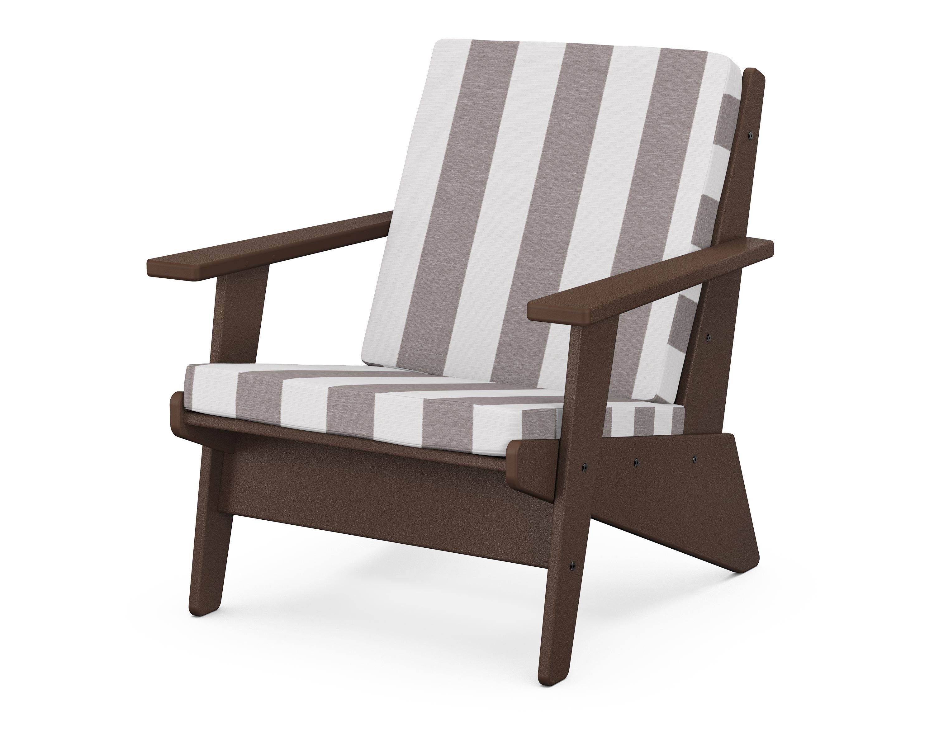 POLYWOOD® Riviera Modern Lounge Chair in Mahogany / Cabana Stripe Grey Mist
