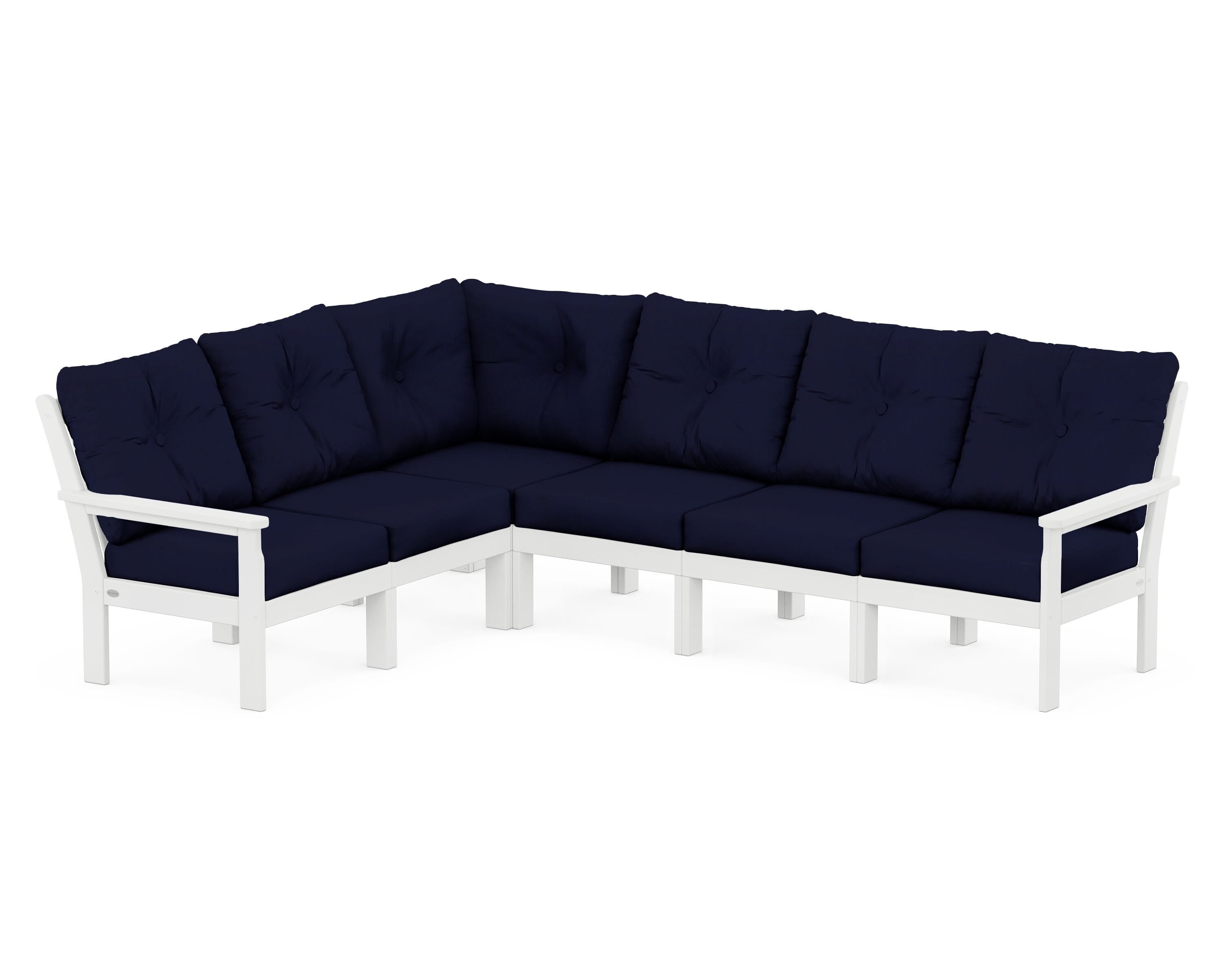 POLYWOOD® Vineyard 6-Piece Sectional in White / Navy