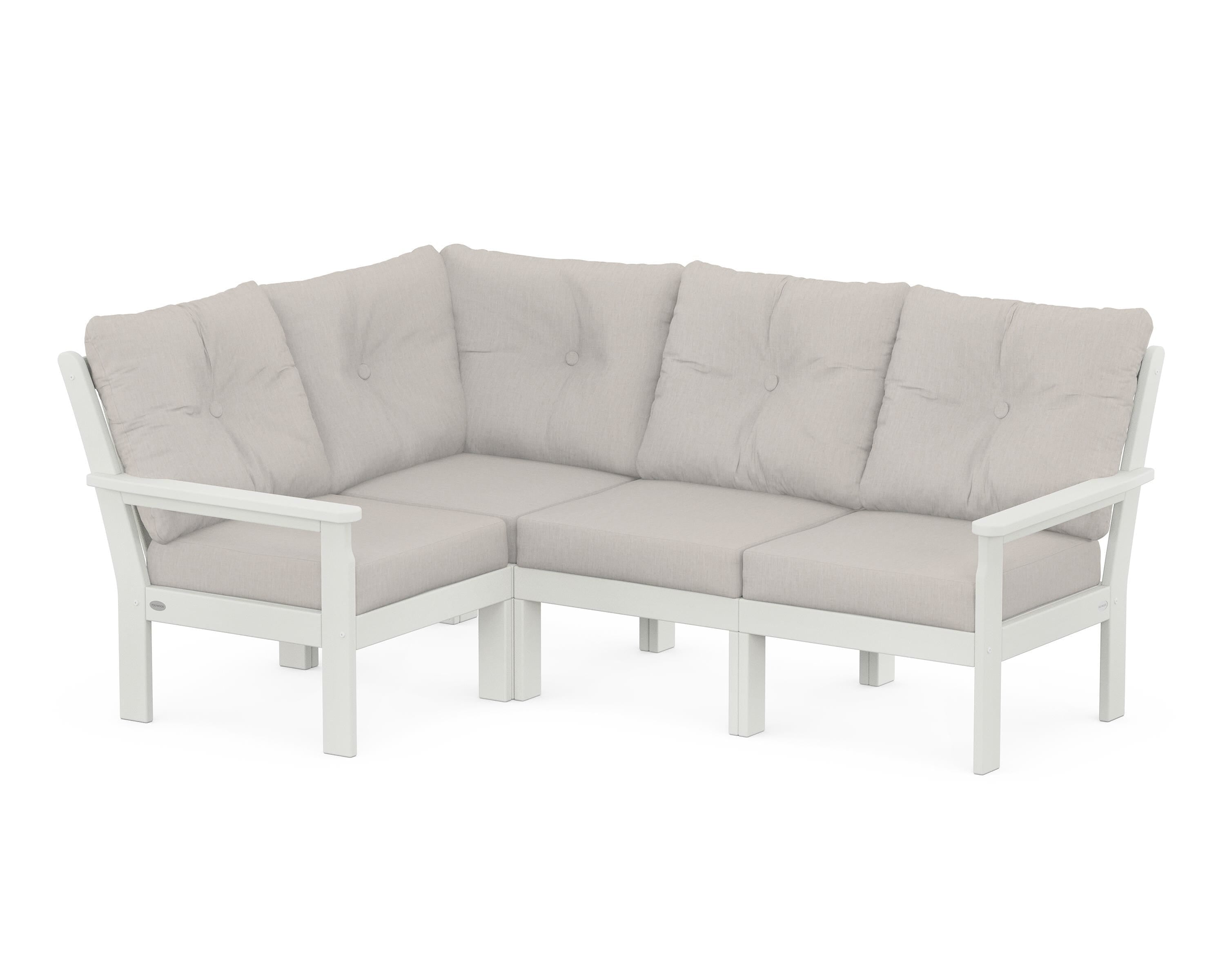 POLYWOOD® Vineyard 4-Piece Sectional in Vintage White / Cast Ash