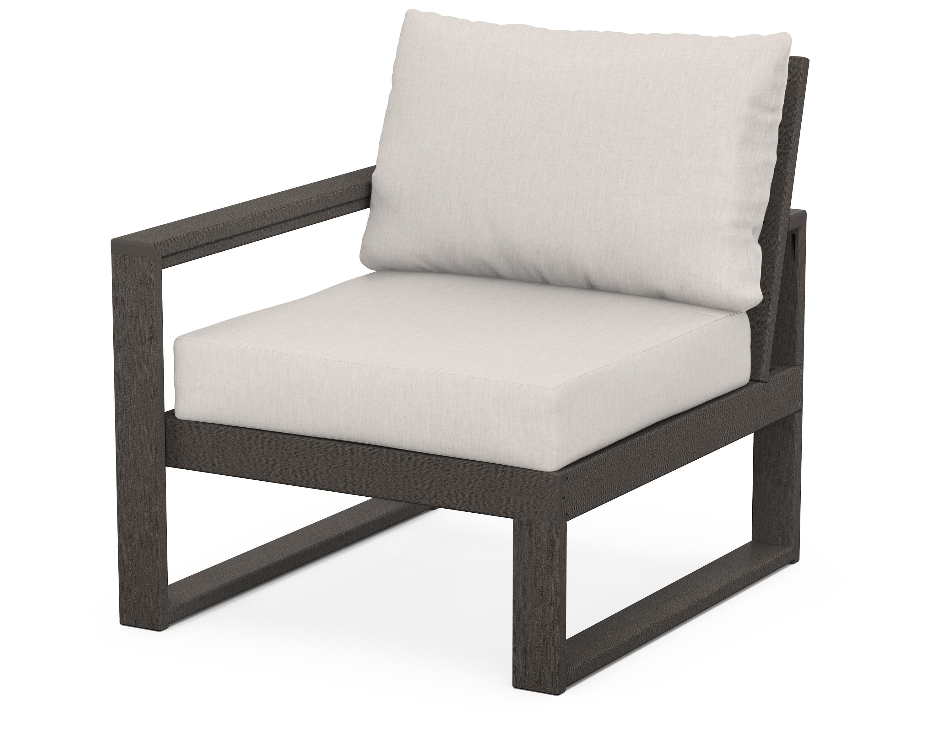 POLYWOOD® EDGE Modular Left Arm Chair in Vintage Coffee / Cast Ash