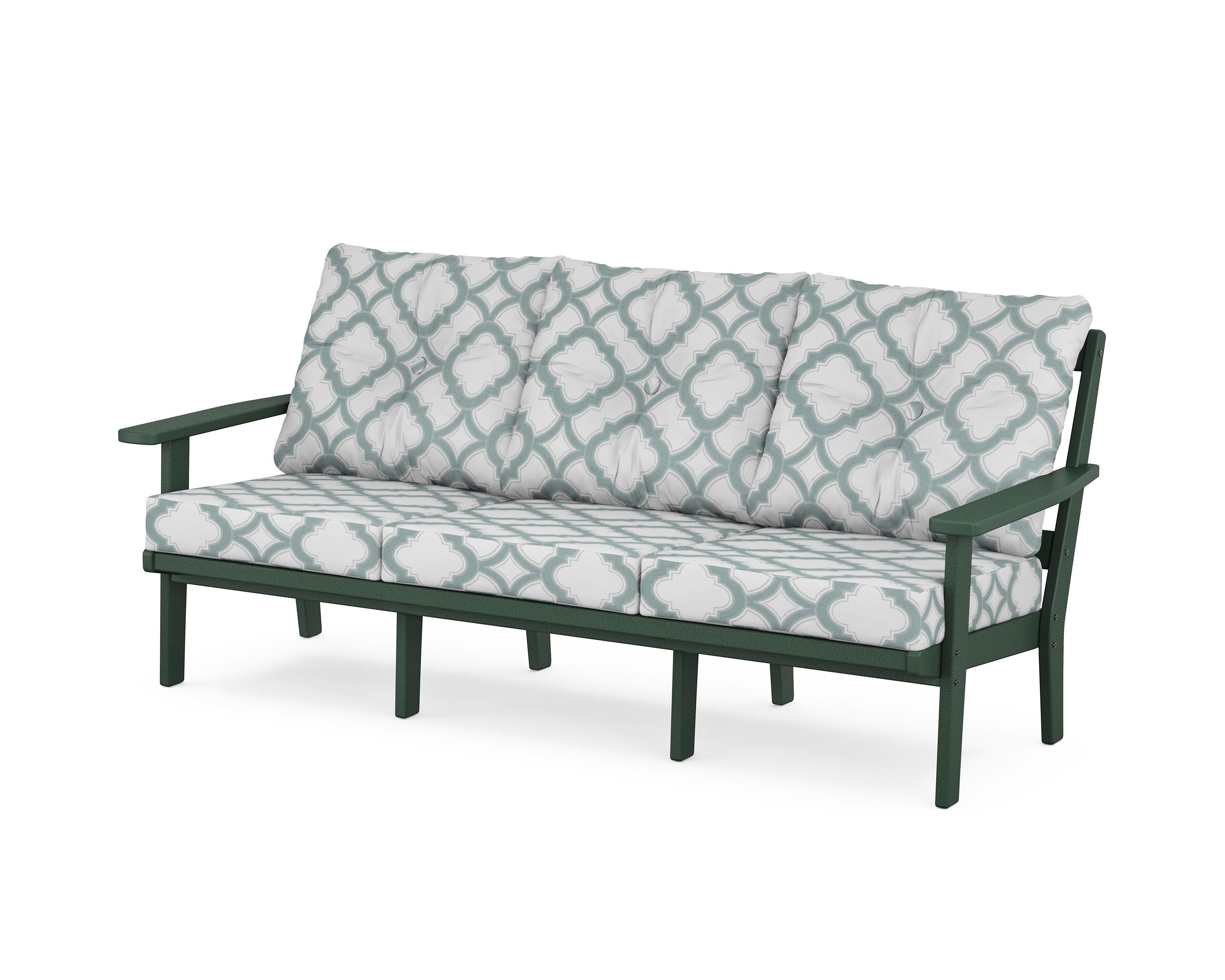 POLYWOOD® Prairie Deep Seating Sofa in Green / Trellis Glacier Spa