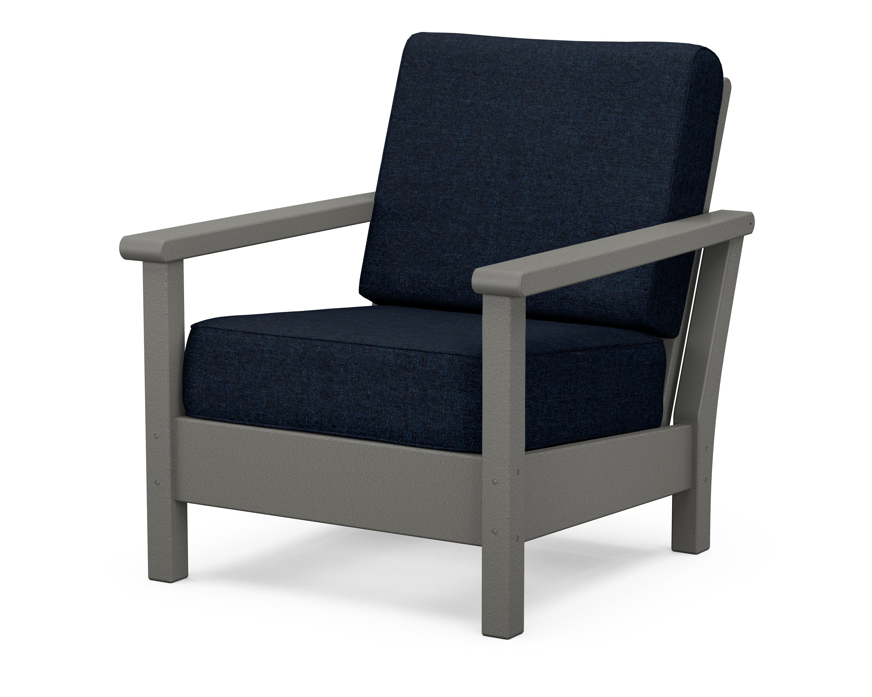 POLYWOOD® Harbour Deep Seating Chair in Slate Grey / Marine Indigo