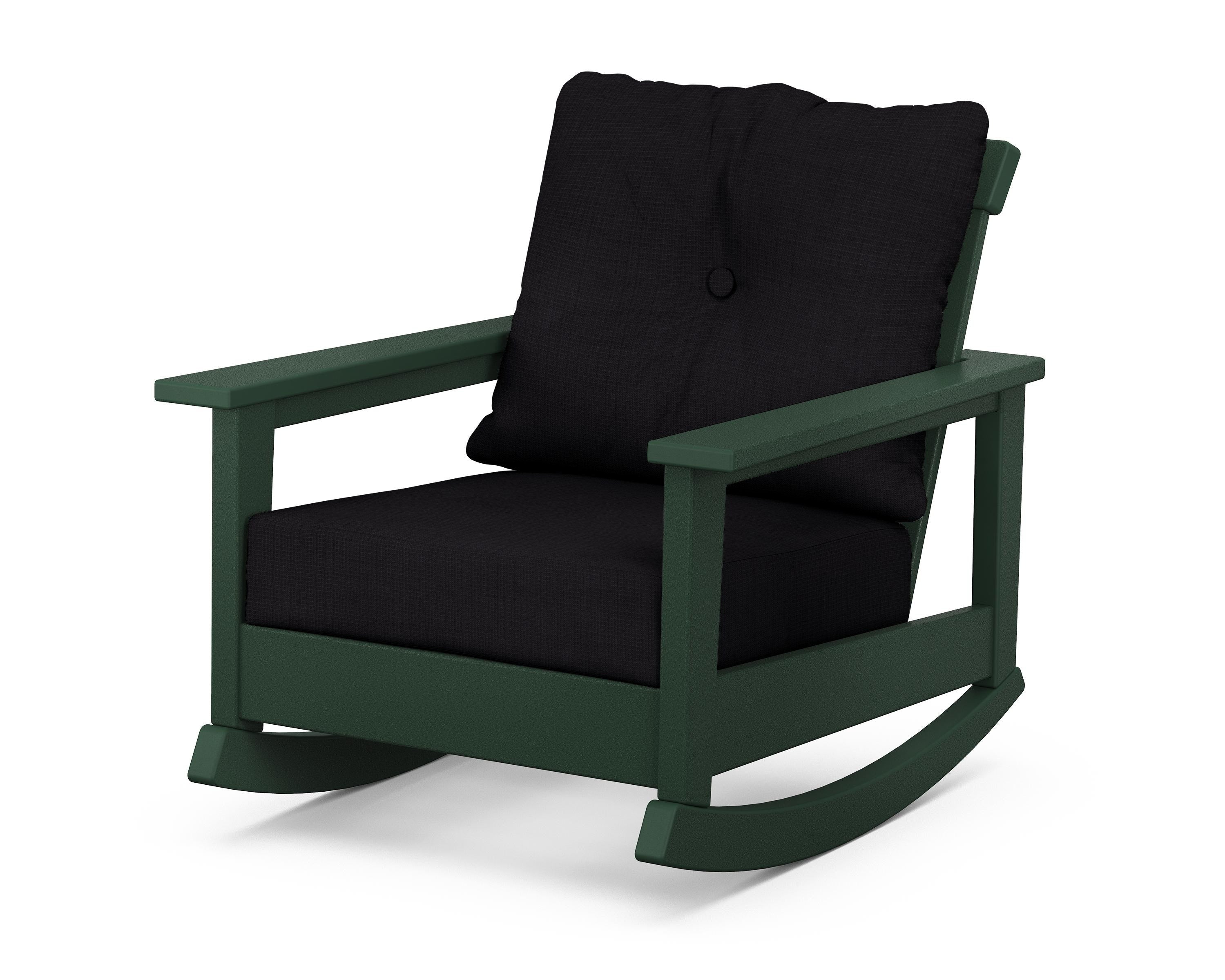 POLYWOOD® Prescott Deep Seating Rocking Chair in Green / Midnight Linen
