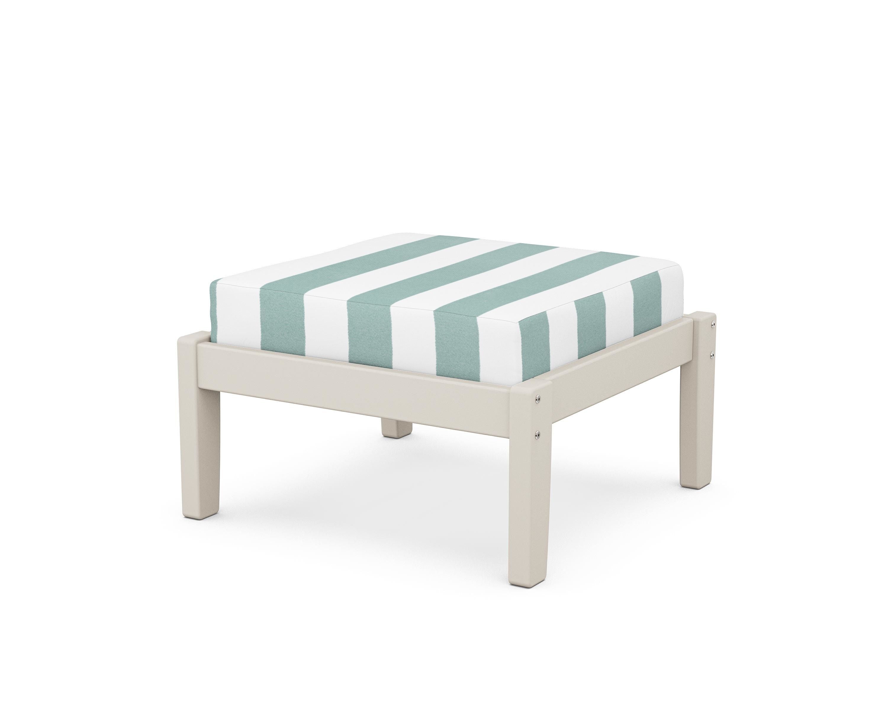 Unbranded Deep Seating Ottoman in Sand / Cabana Stripe Glacier Spa