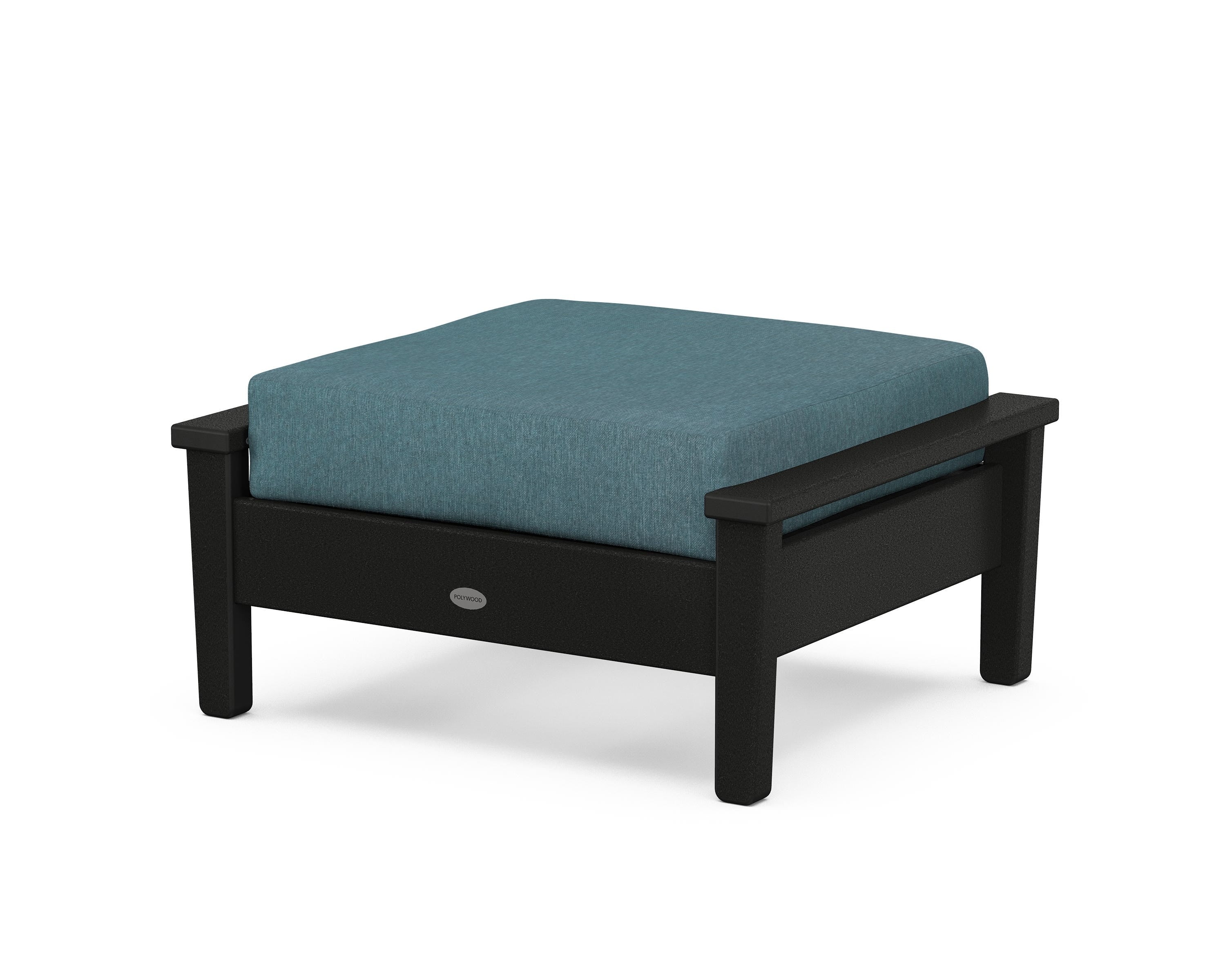 POLYWOOD® Prescott Deep Seating Ottoman in Black / Ocean Teal
