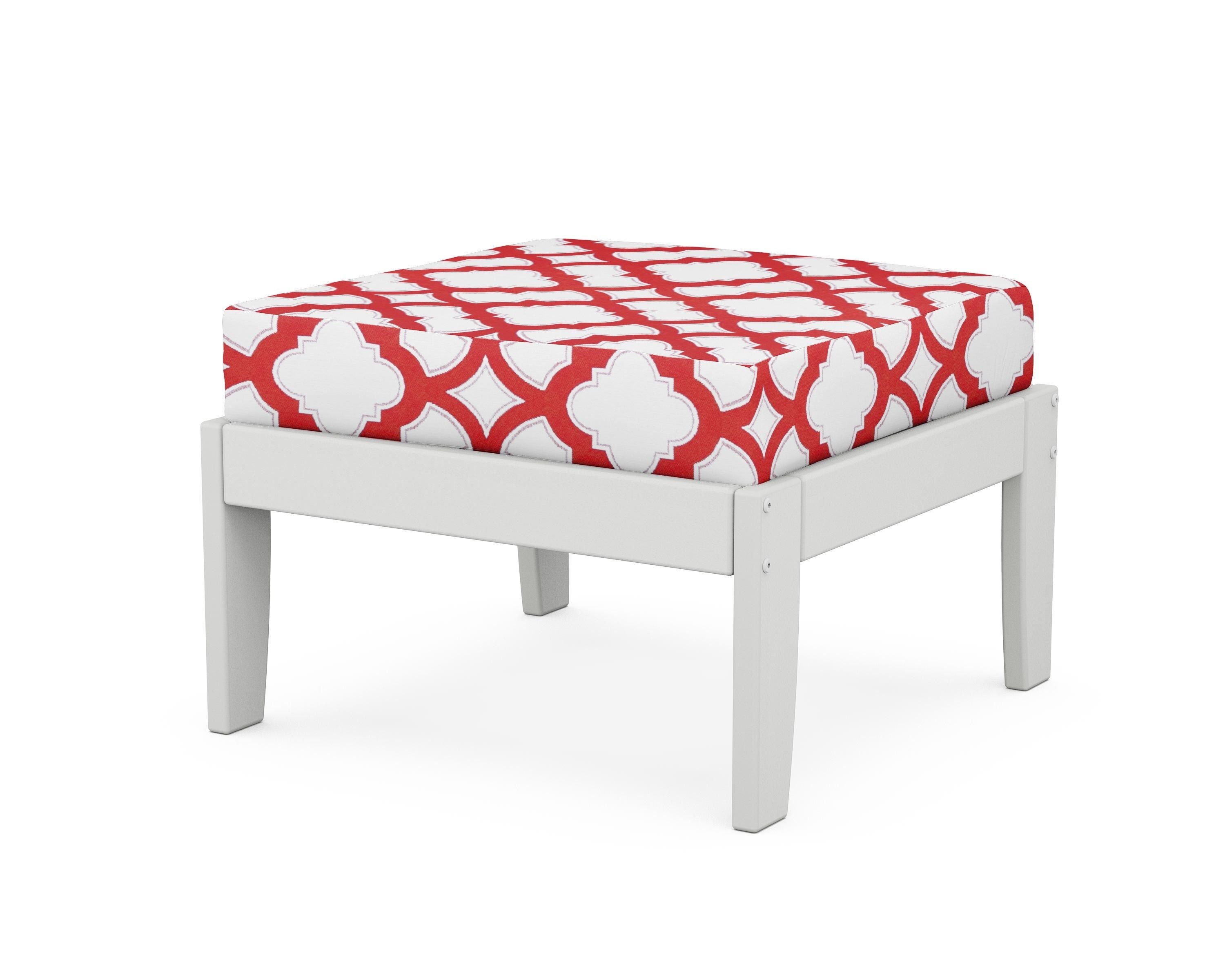 Unbranded Modular Ottoman - Classic in White / Trellis Crimson