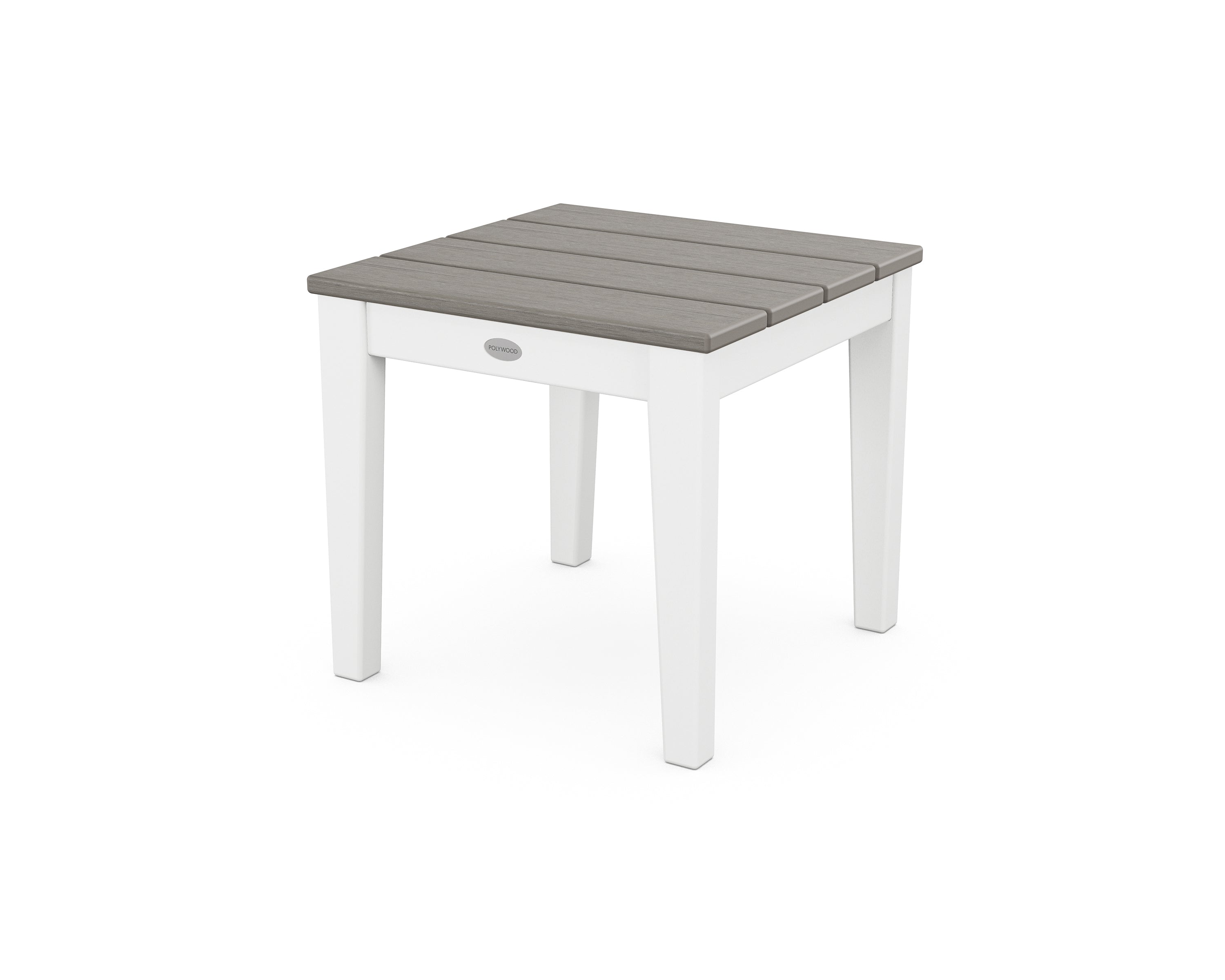 POLYWOOD® Newport 18" End Table in White / Driftwood