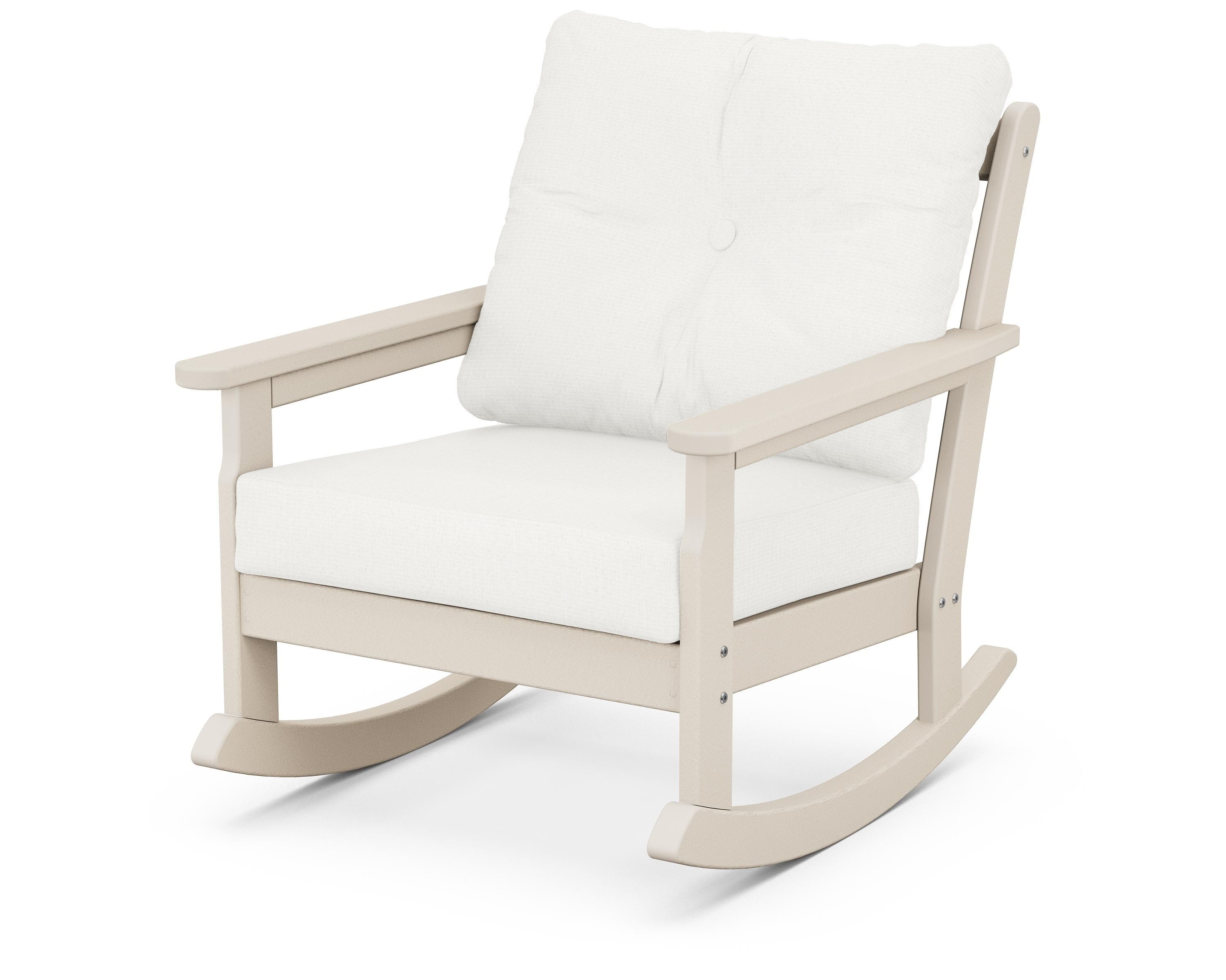 POLYWOOD® Vineyard Deep Seating Rocking Chair in Sand / Natural Linen