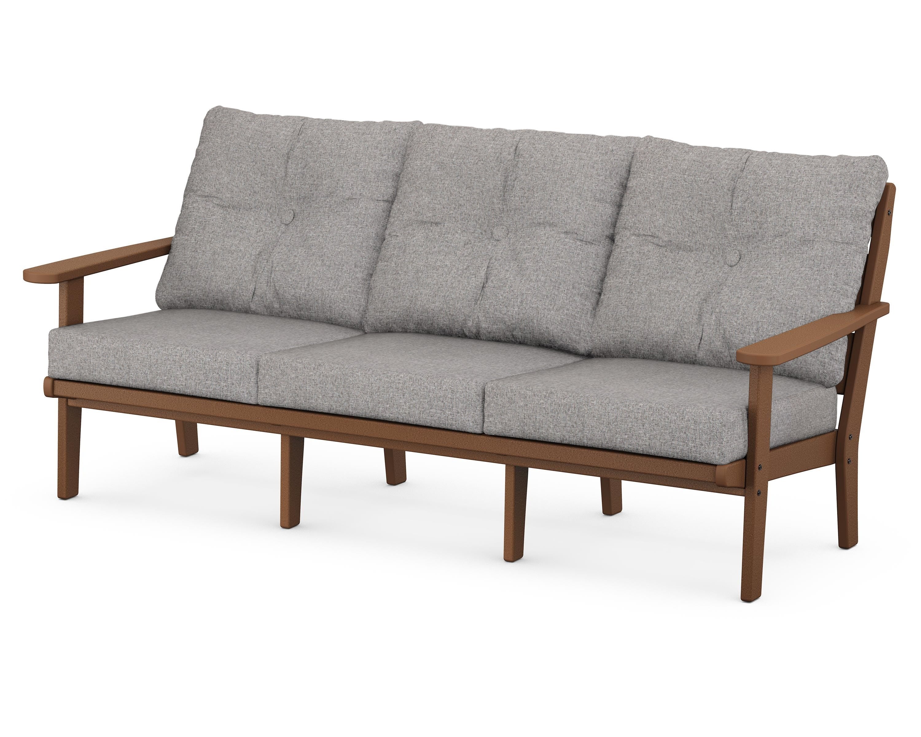POLYWOOD® Lakeside Deep Seating Sofa in Teak / Grey Mist