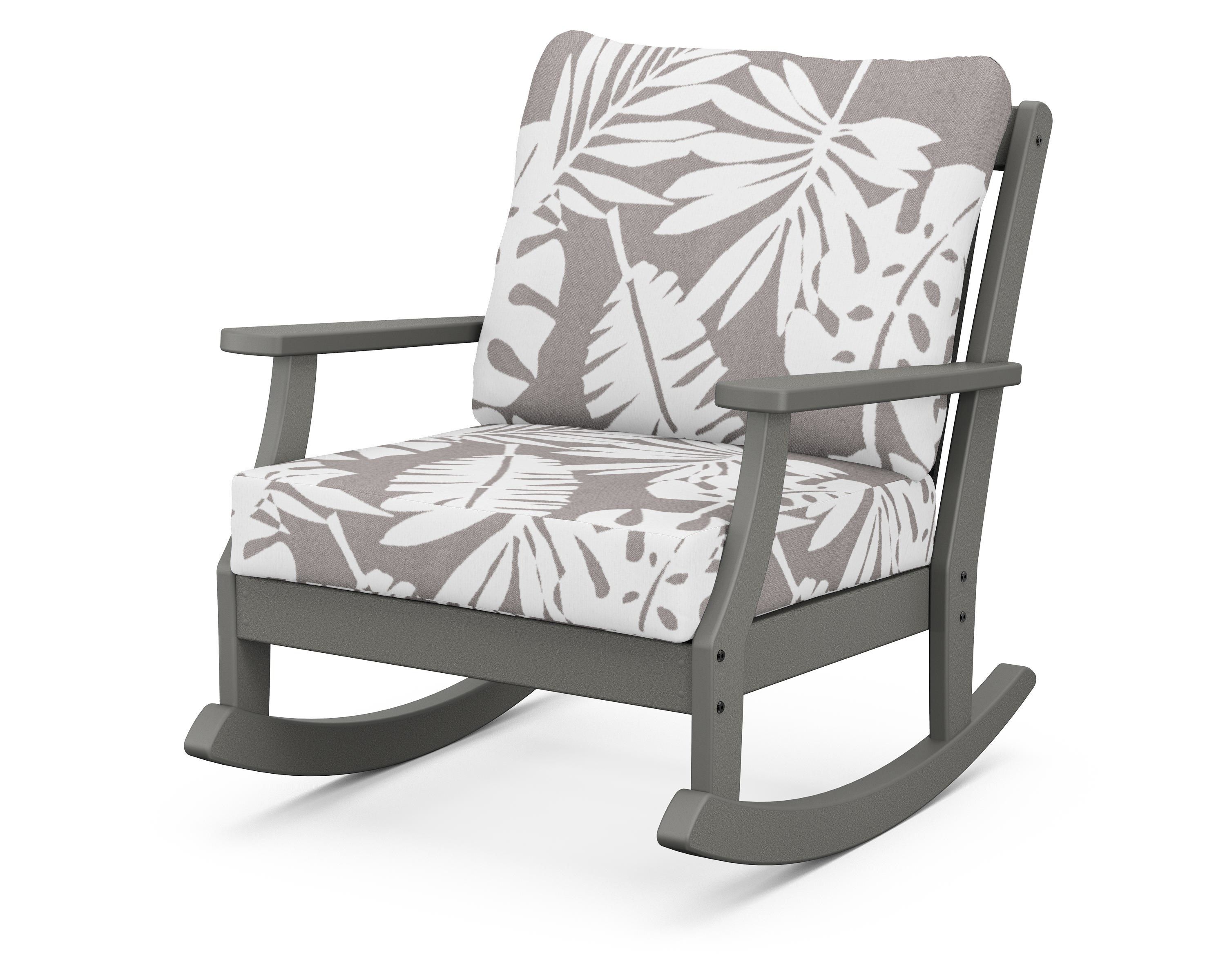 POLYWOOD® Braxton Deep Seating Rocking Chair in Slate Grey / Leaf Grey Mist