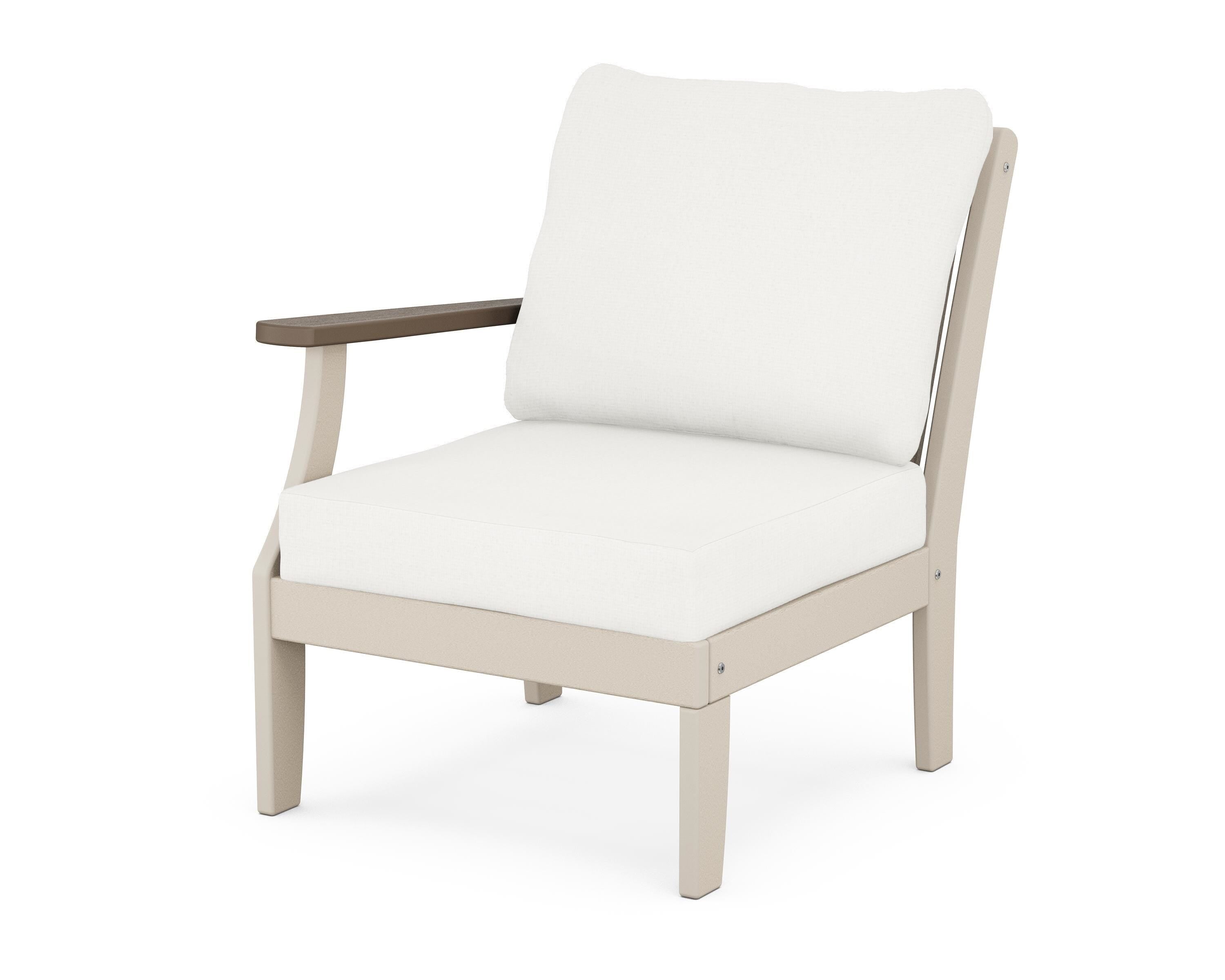 POLYWOOD® Braxton Modular Left Arm Chair in Sand / Kona / Natural Linen