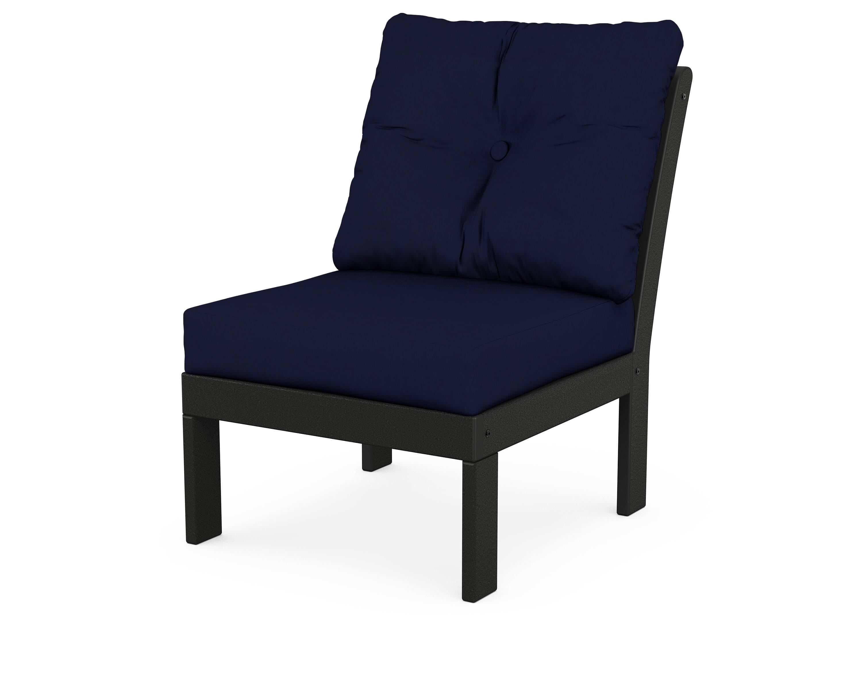 POLYWOOD® Vineyard Modular Armless Chair in Black / Navy