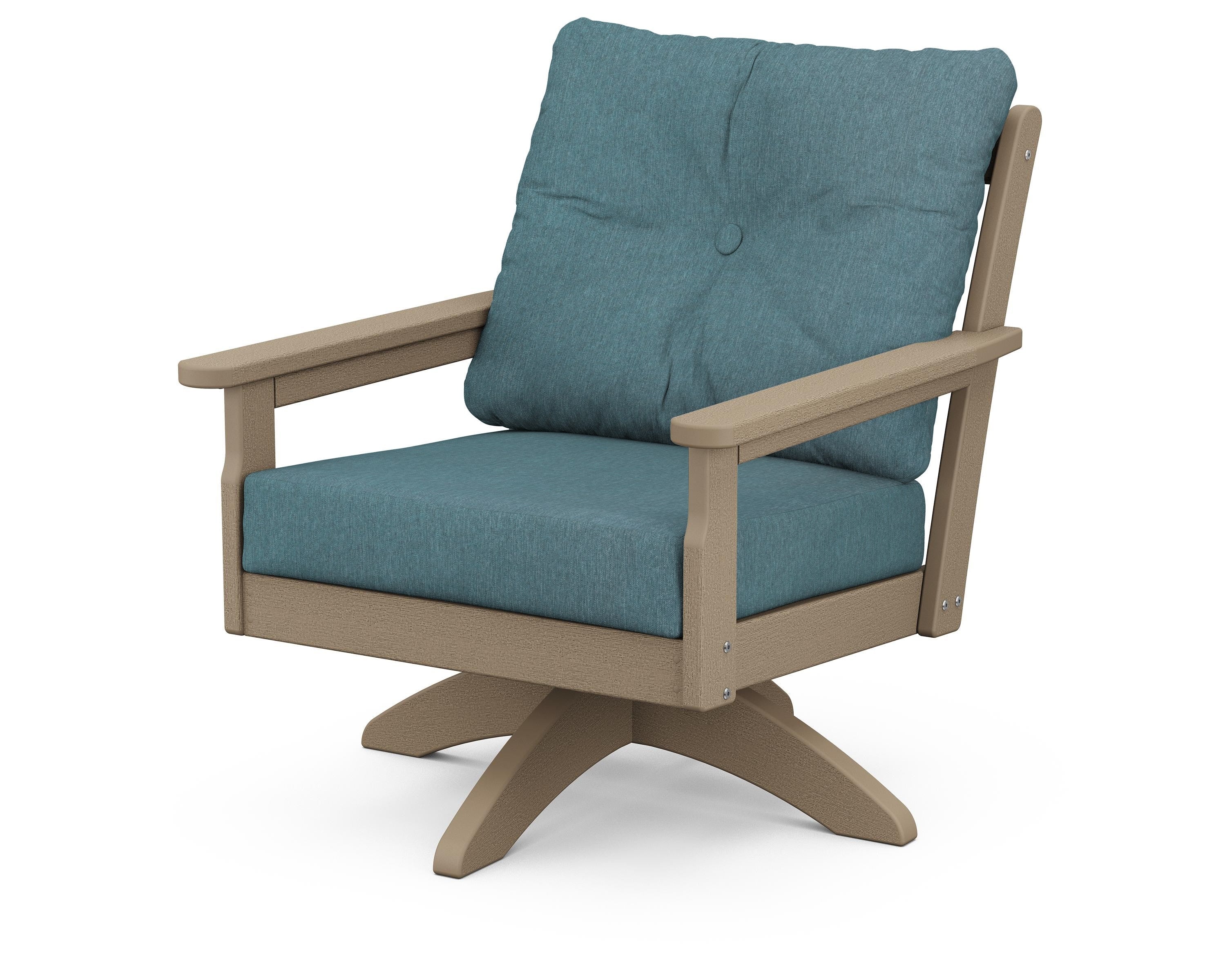 POLYWOOD® Vineyard Deep Seating Swivel Chair in Vintage Sahara / Ocean Teal