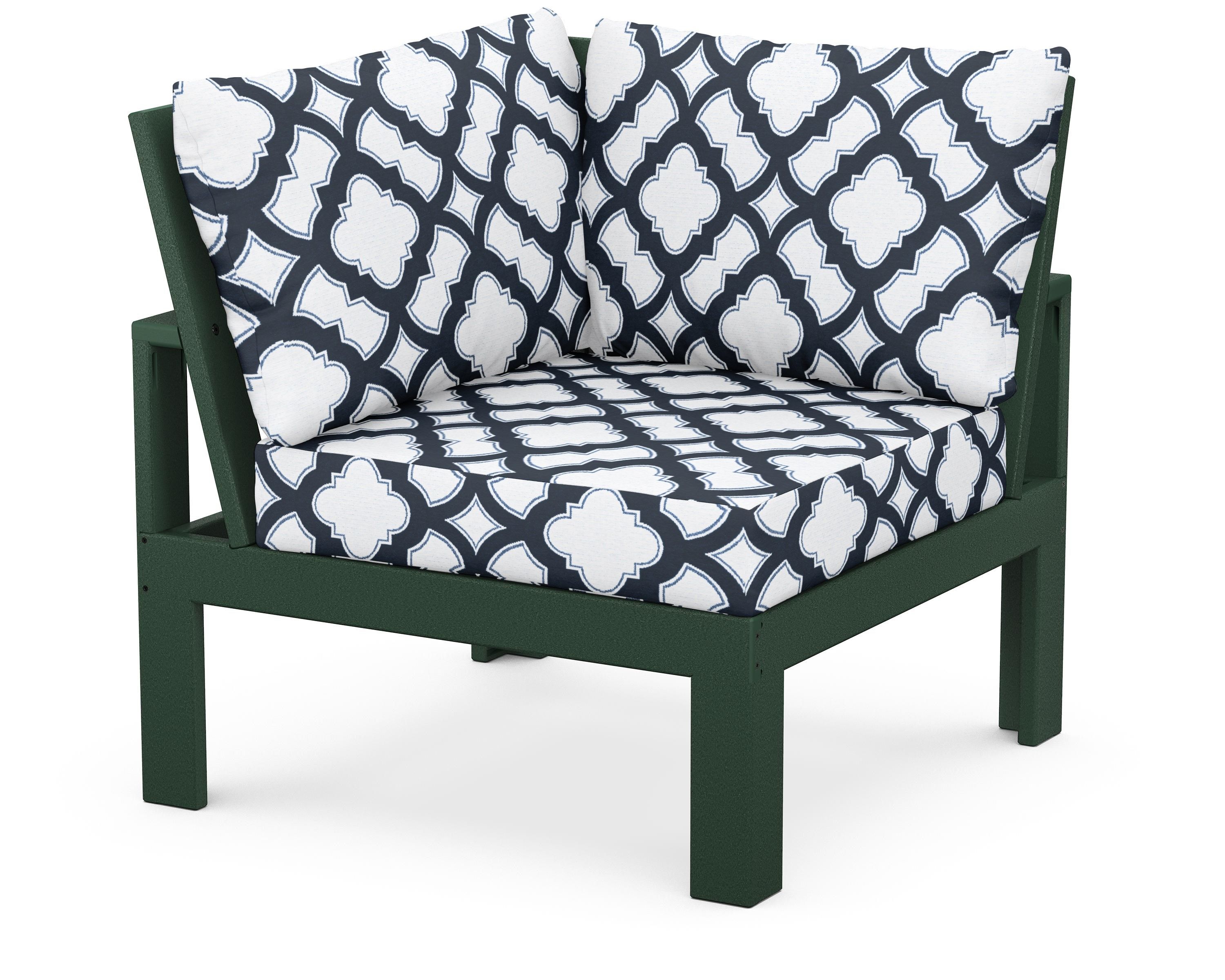 Unbranded Modular Corner Chair in Green / Trellis Marine Indigo