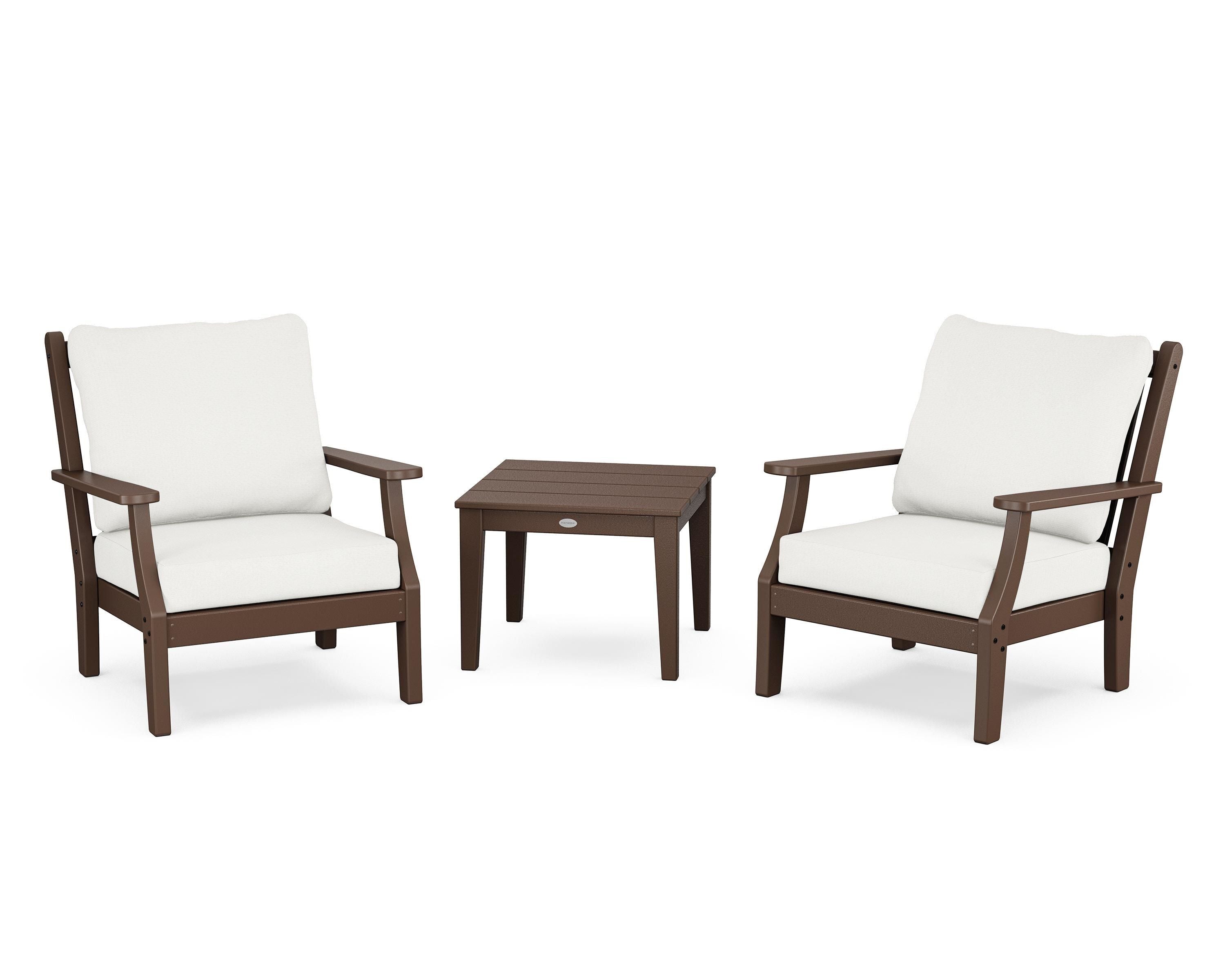 Country Living Wovendale 3-Piece Deep Seating Set in Mahogany / Natural Linen