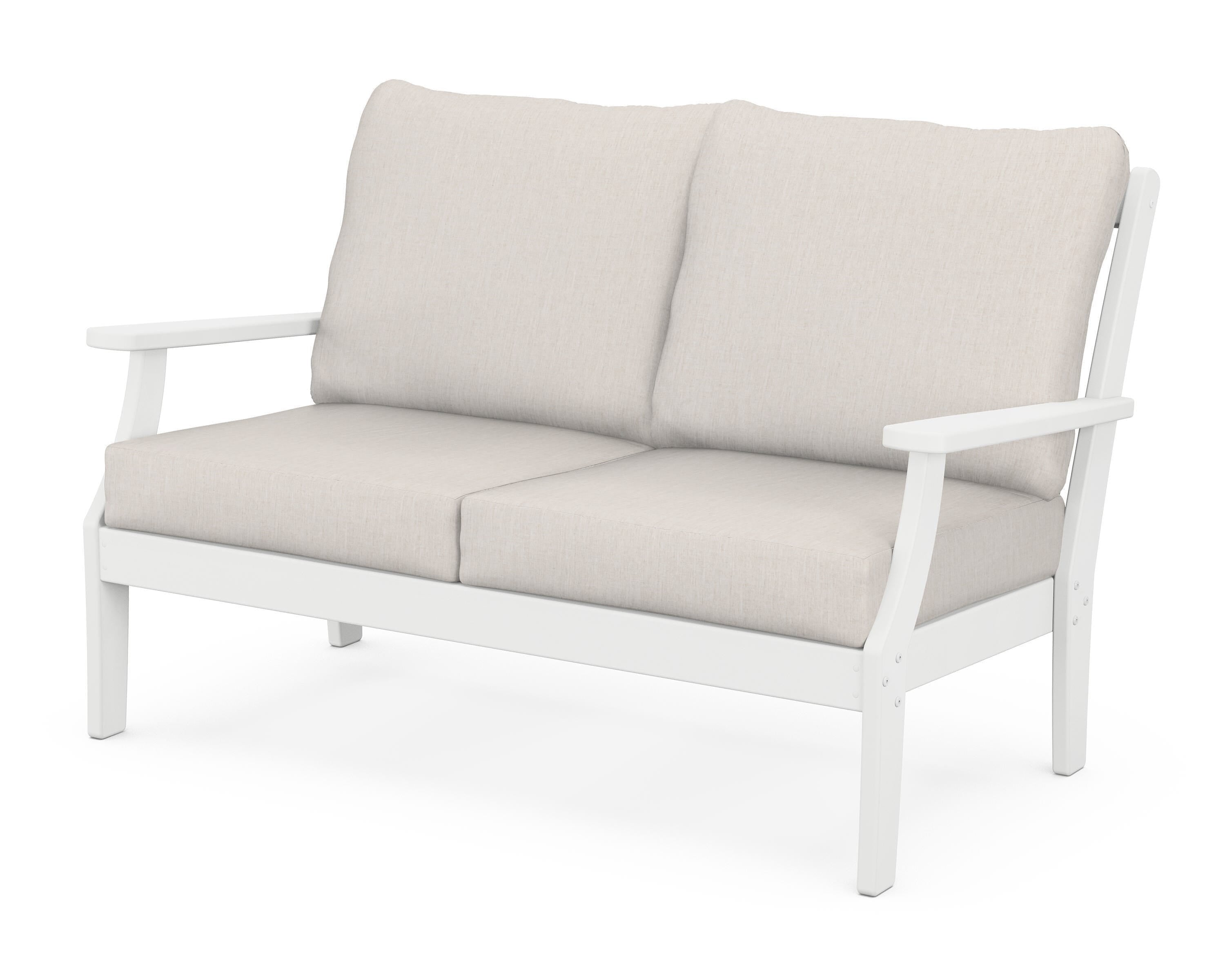 POLYWOOD® Braxton Deep Seating Loveseat in White / Cast Ash