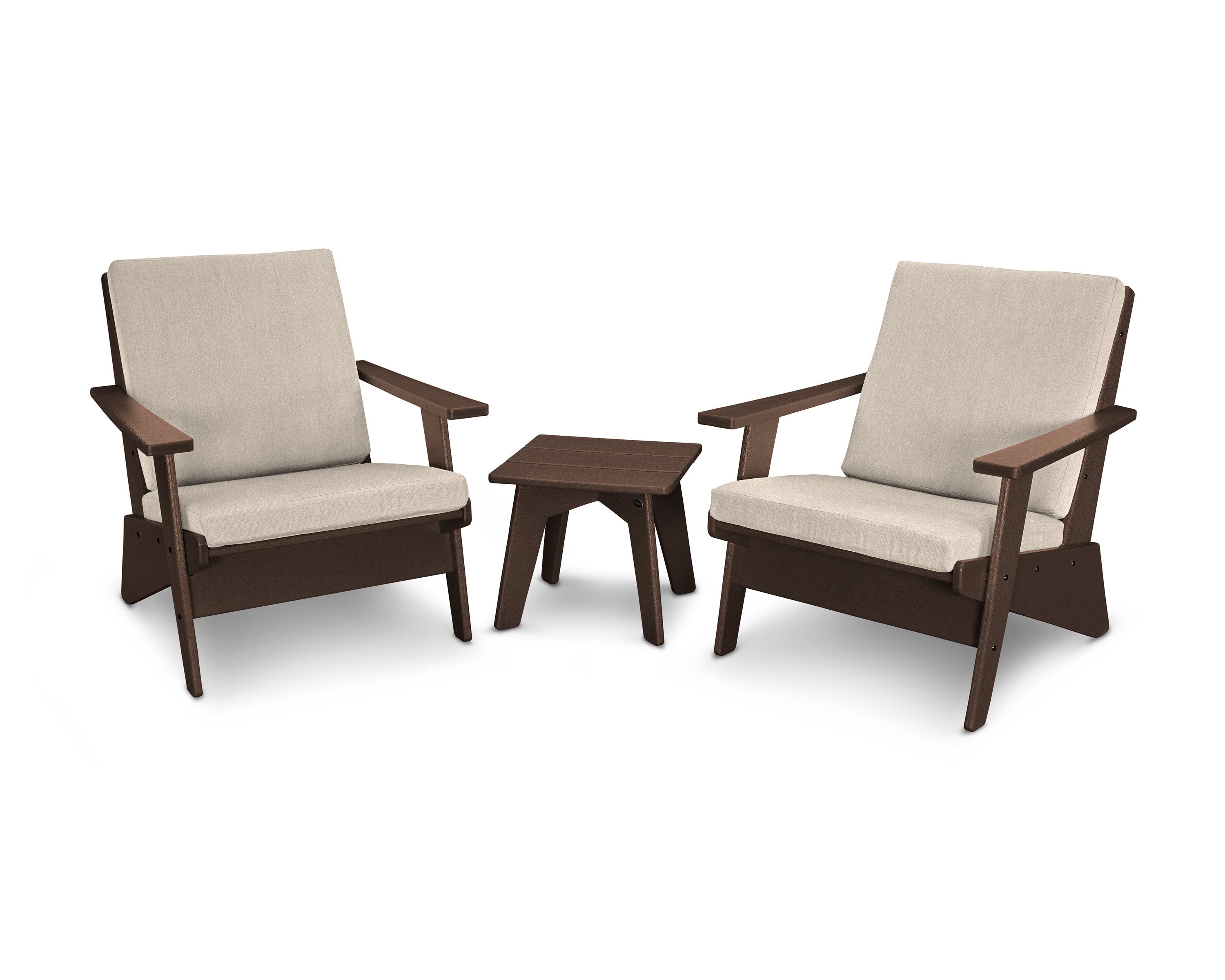 POLYWOOD® Riviera Modern Lounge 3-Piece Set in Mahogany / Cast Ash