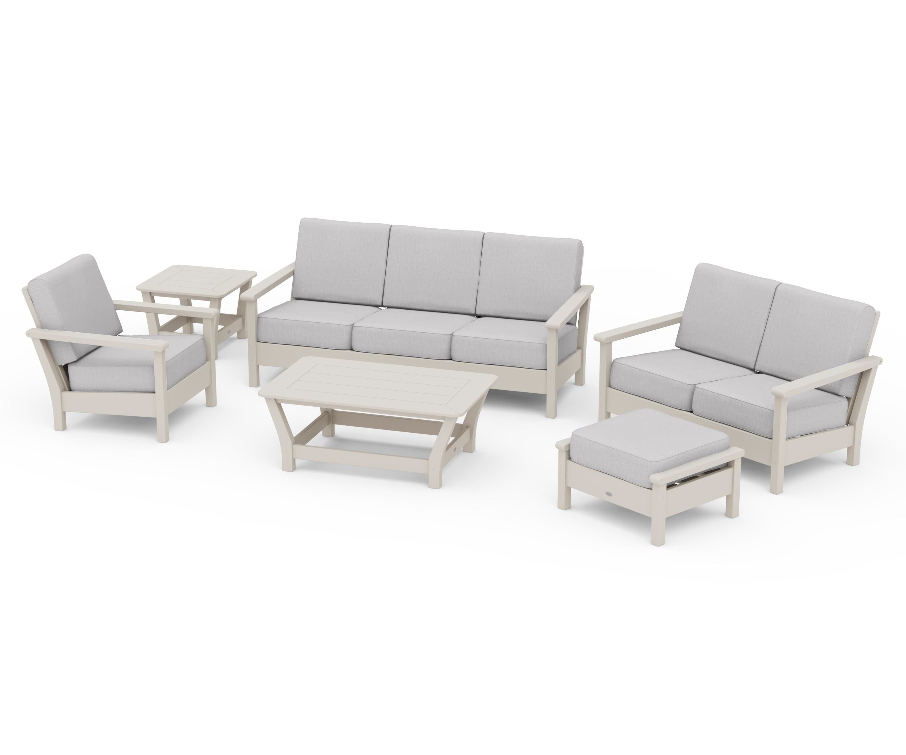 POLYWOOD® Harbour 6-Piece Outdoor Living Set in Sand / Granite