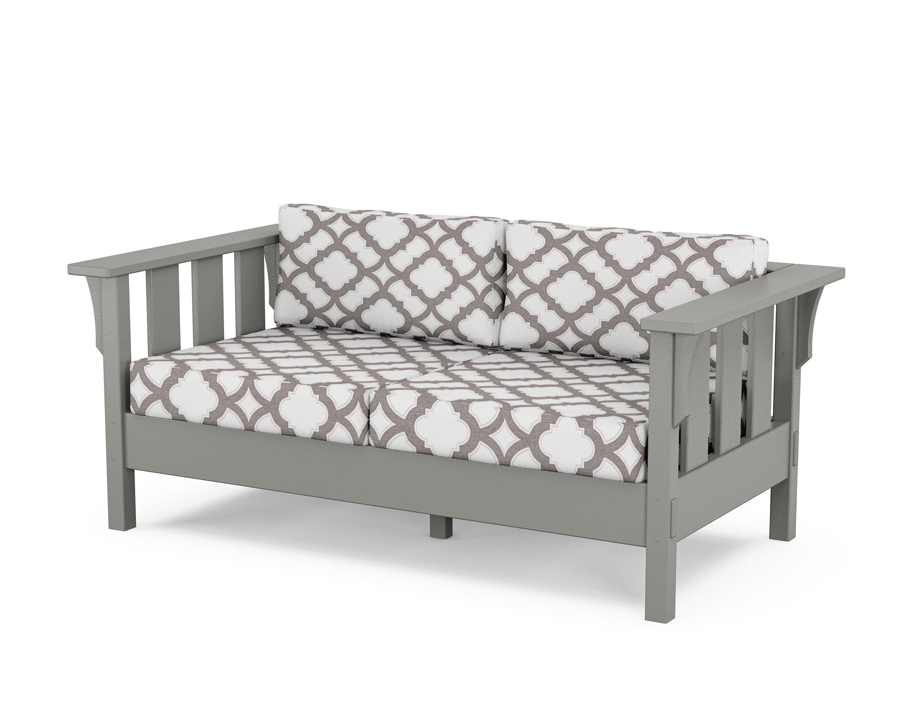 Martha Stewart by POLYWOOD® Acadia Deep Seating Loveseat in Slate Grey / Trellis Grey Mist