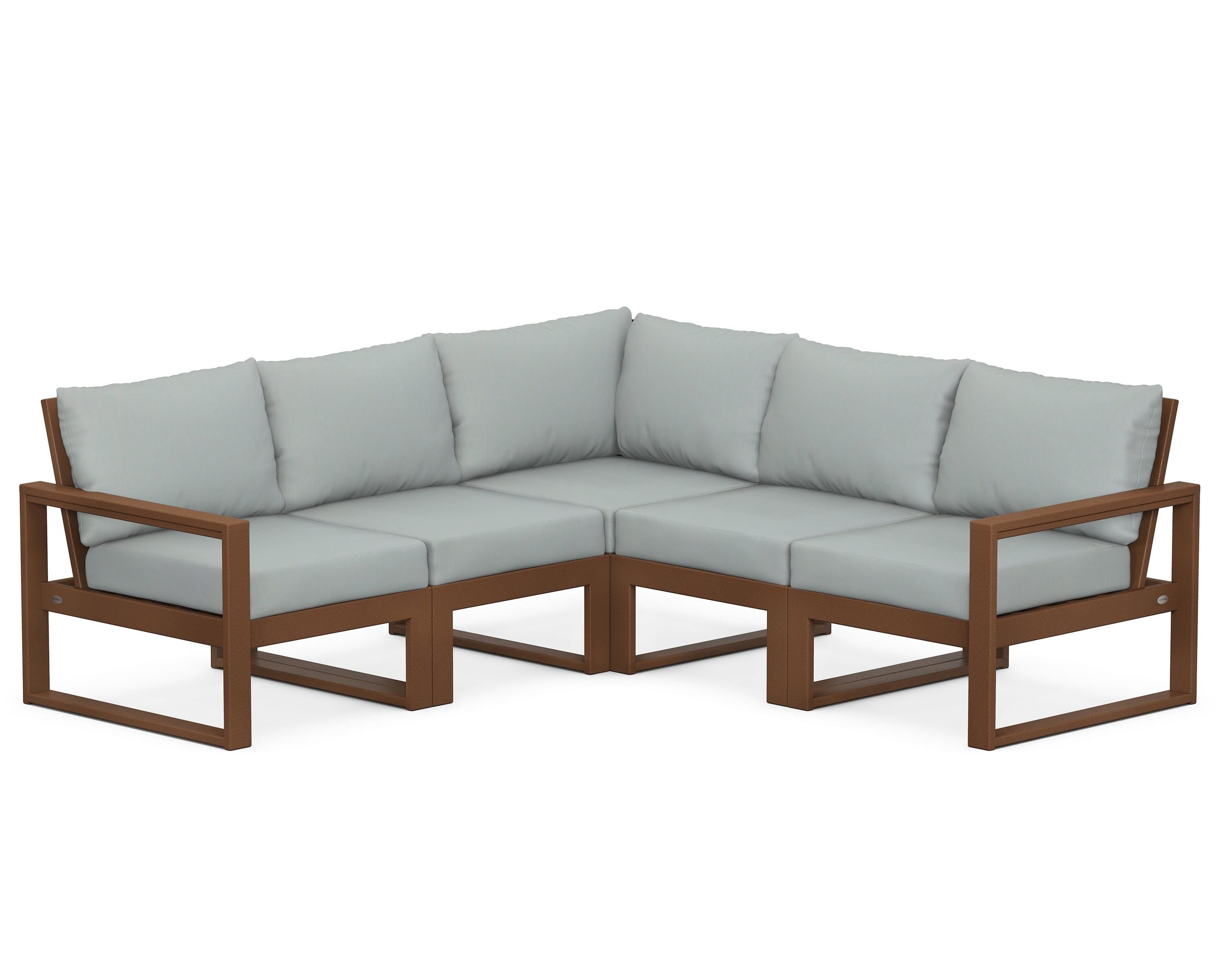 POLYWOOD® EDGE 5-Piece Modular Deep Seating Set in Teak / Spa