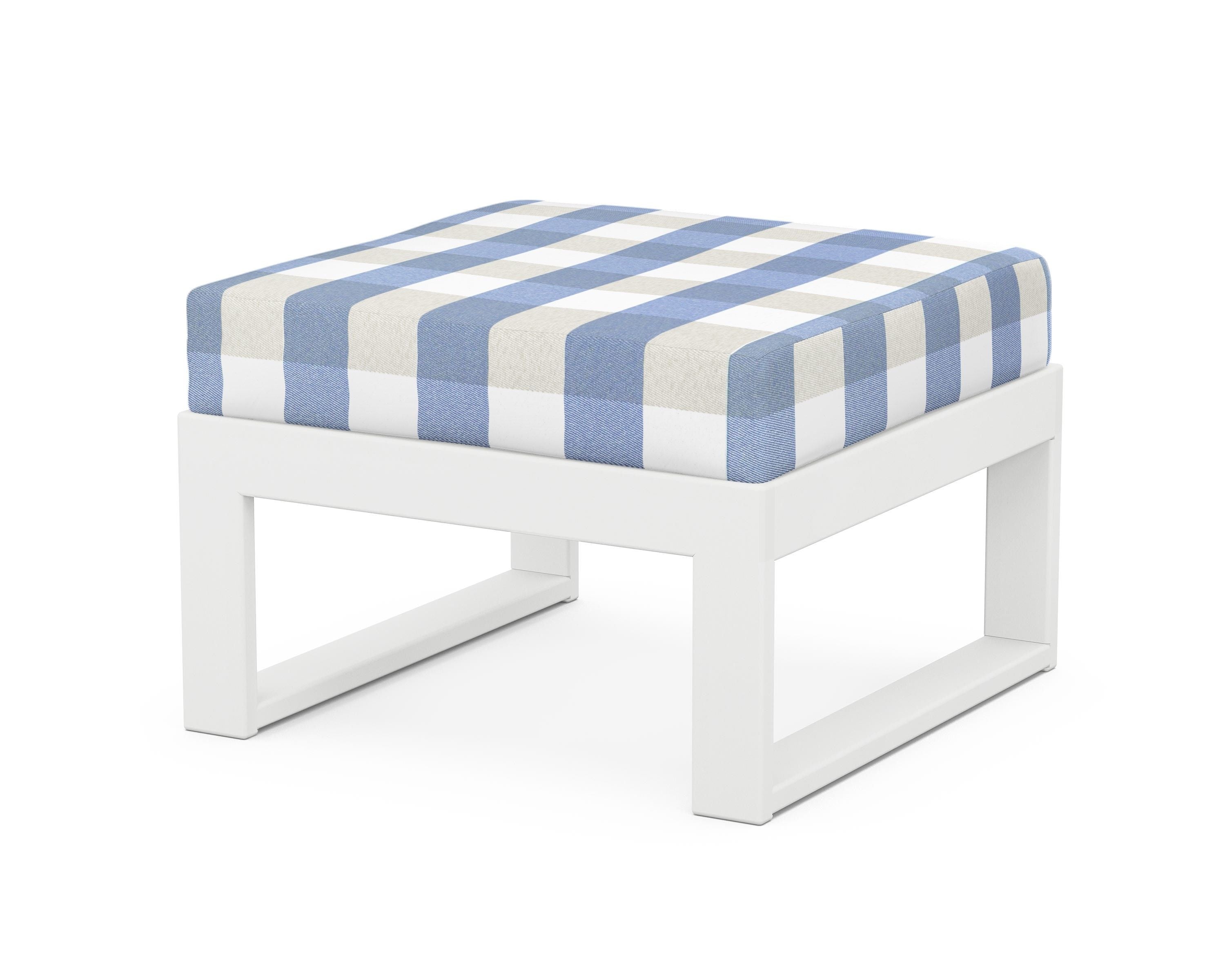 Unbranded Modular Ottoman - Modern in White / Buffalo Plaid Sky Blue