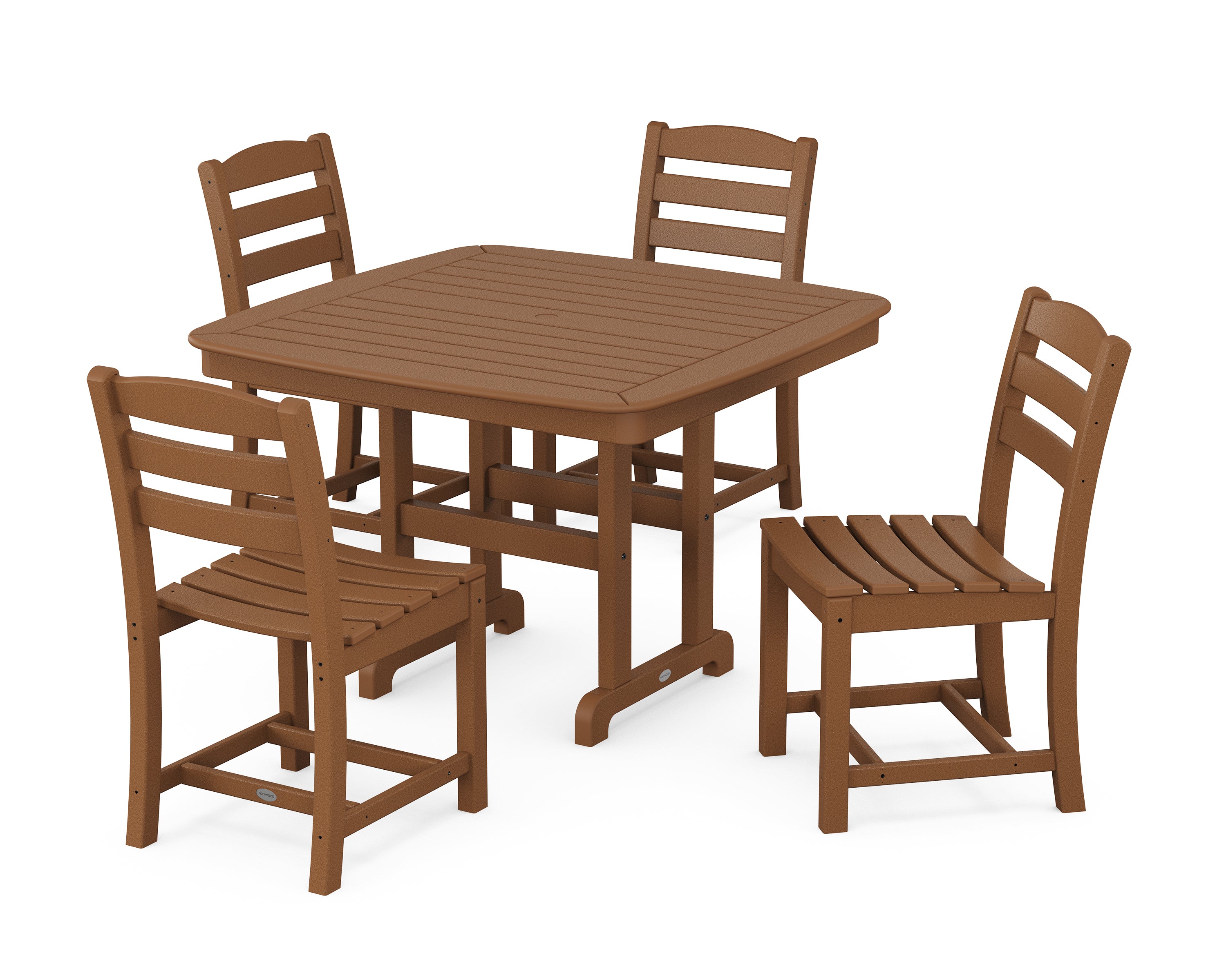 POLYWOOD® La Casa Café Side Chair 5-Piece Dining Set with Trestle Legs in Teak