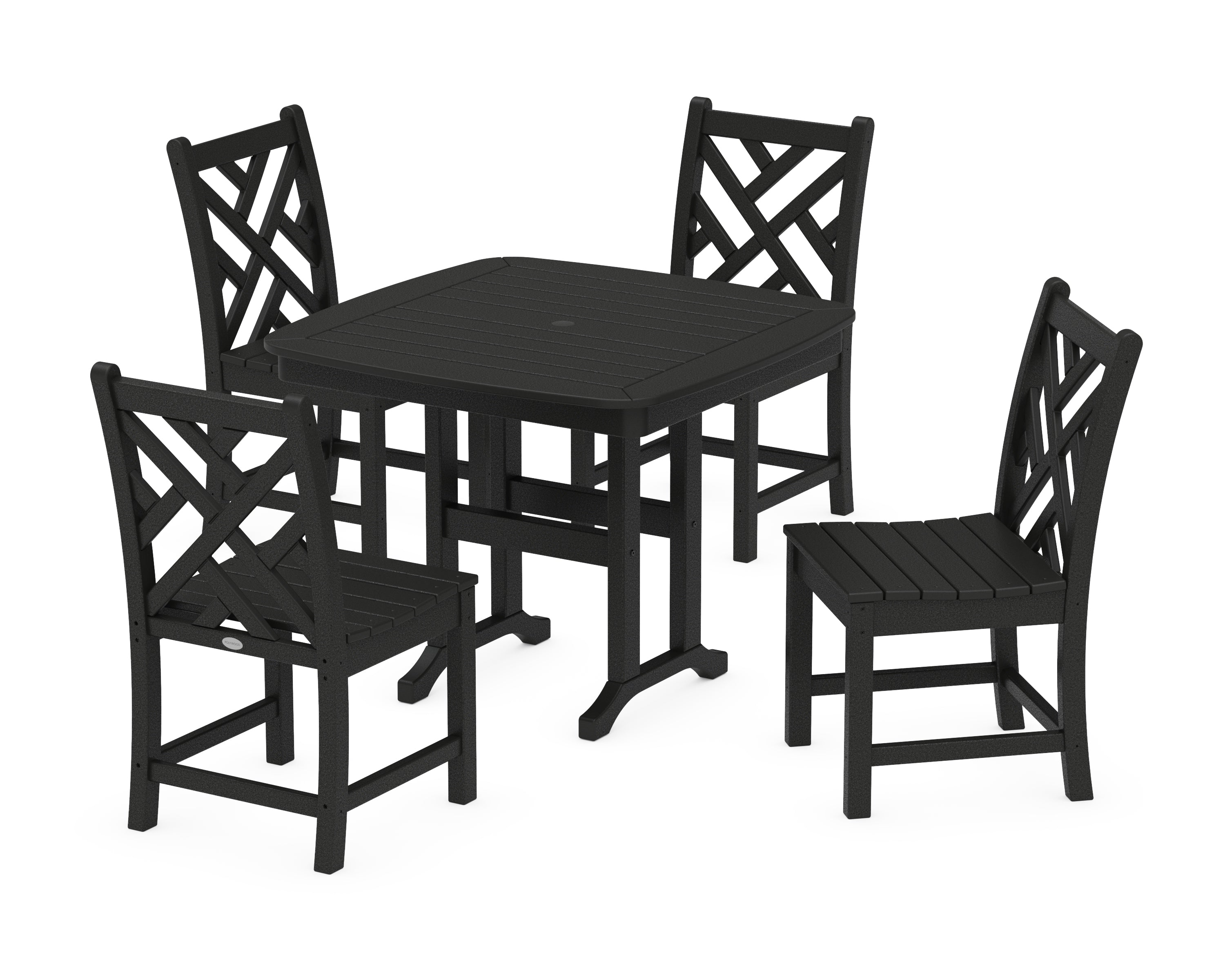 POLYWOOD® Chippendale 5-Piece Side Chair Dining Set in Black