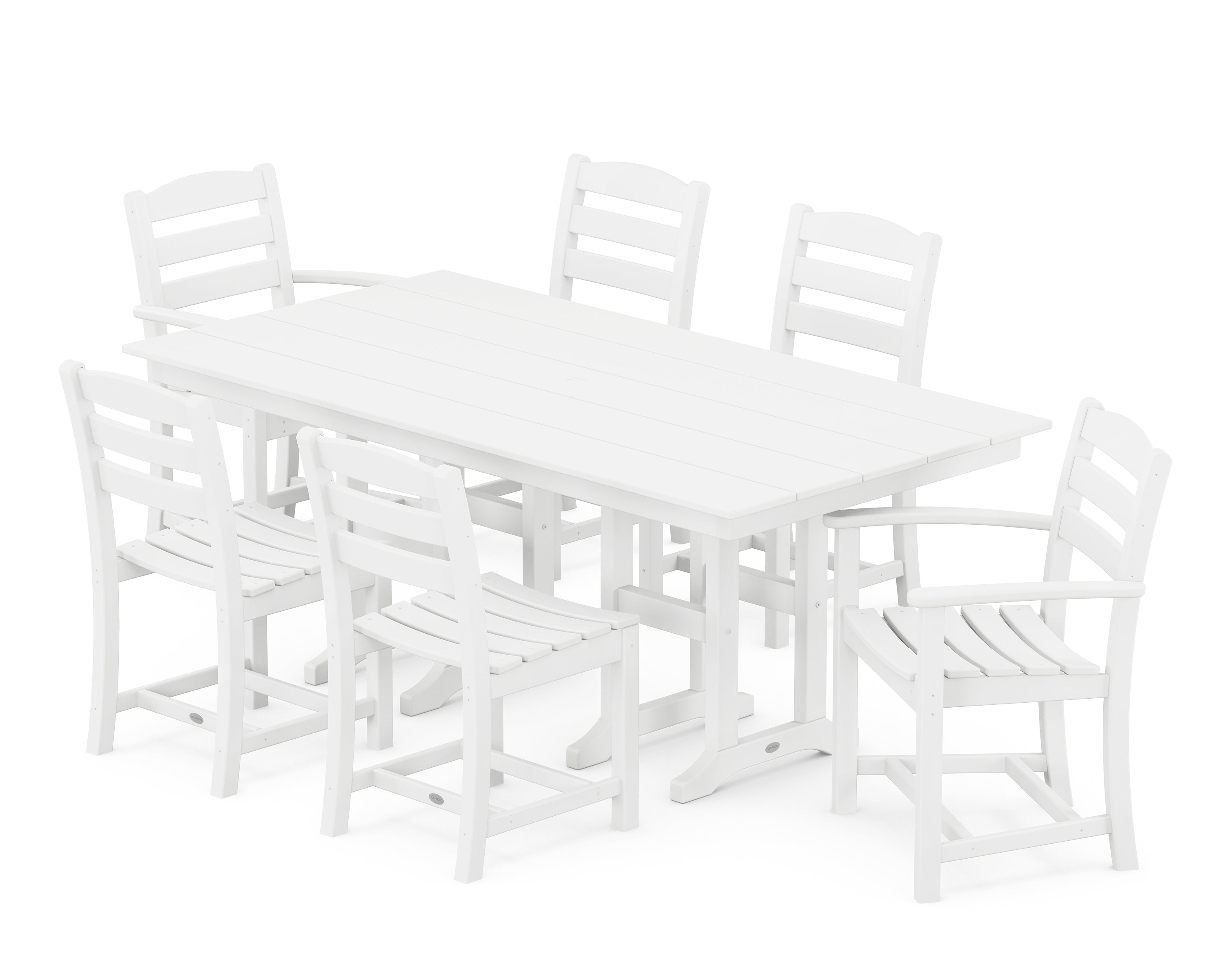 POLYWOOD® La Casa Café 7-Piece Farmhouse Dining Set in White