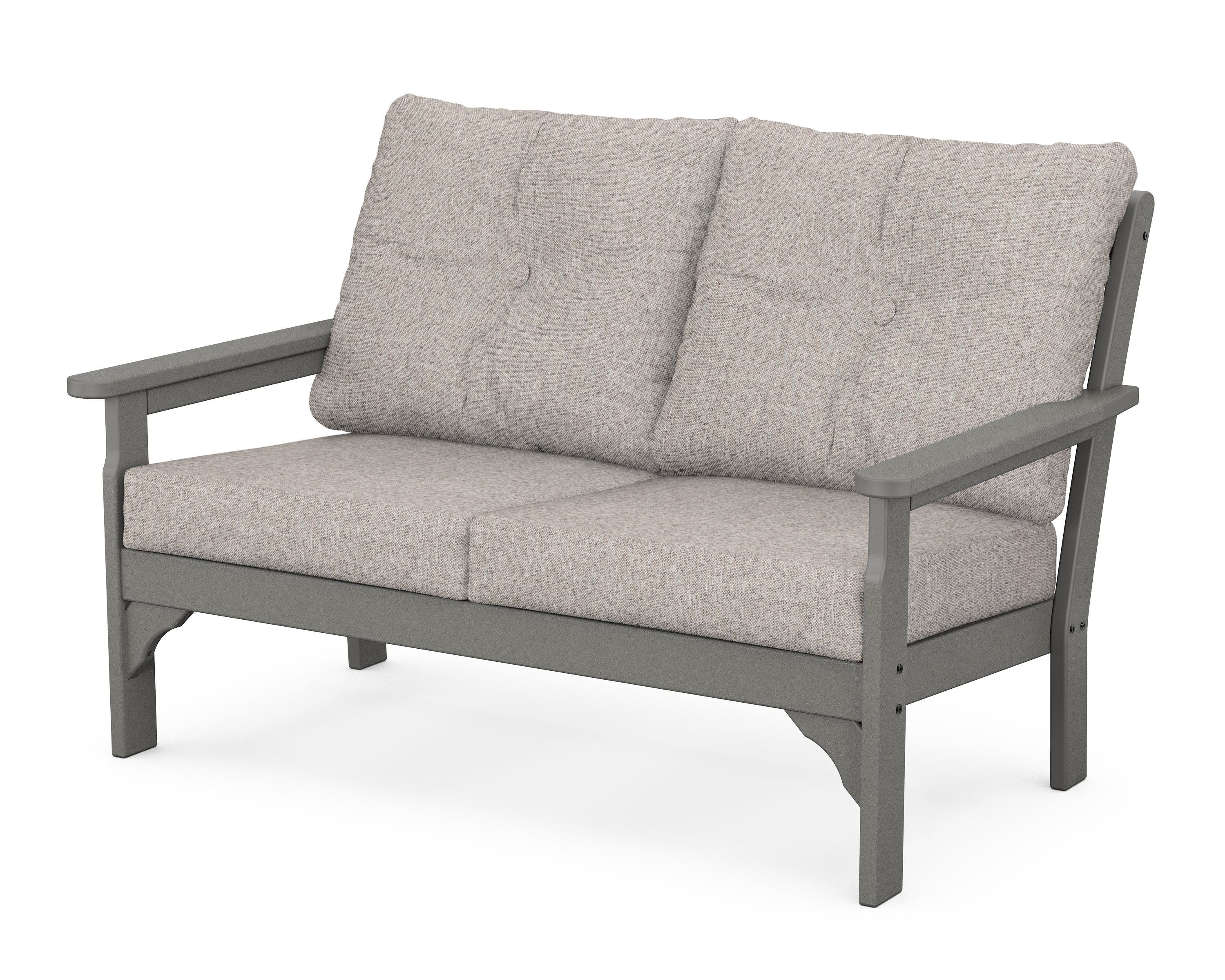 POLYWOOD® Vineyard Deep Seating Loveseat in Slate Grey / Weathered Tweed