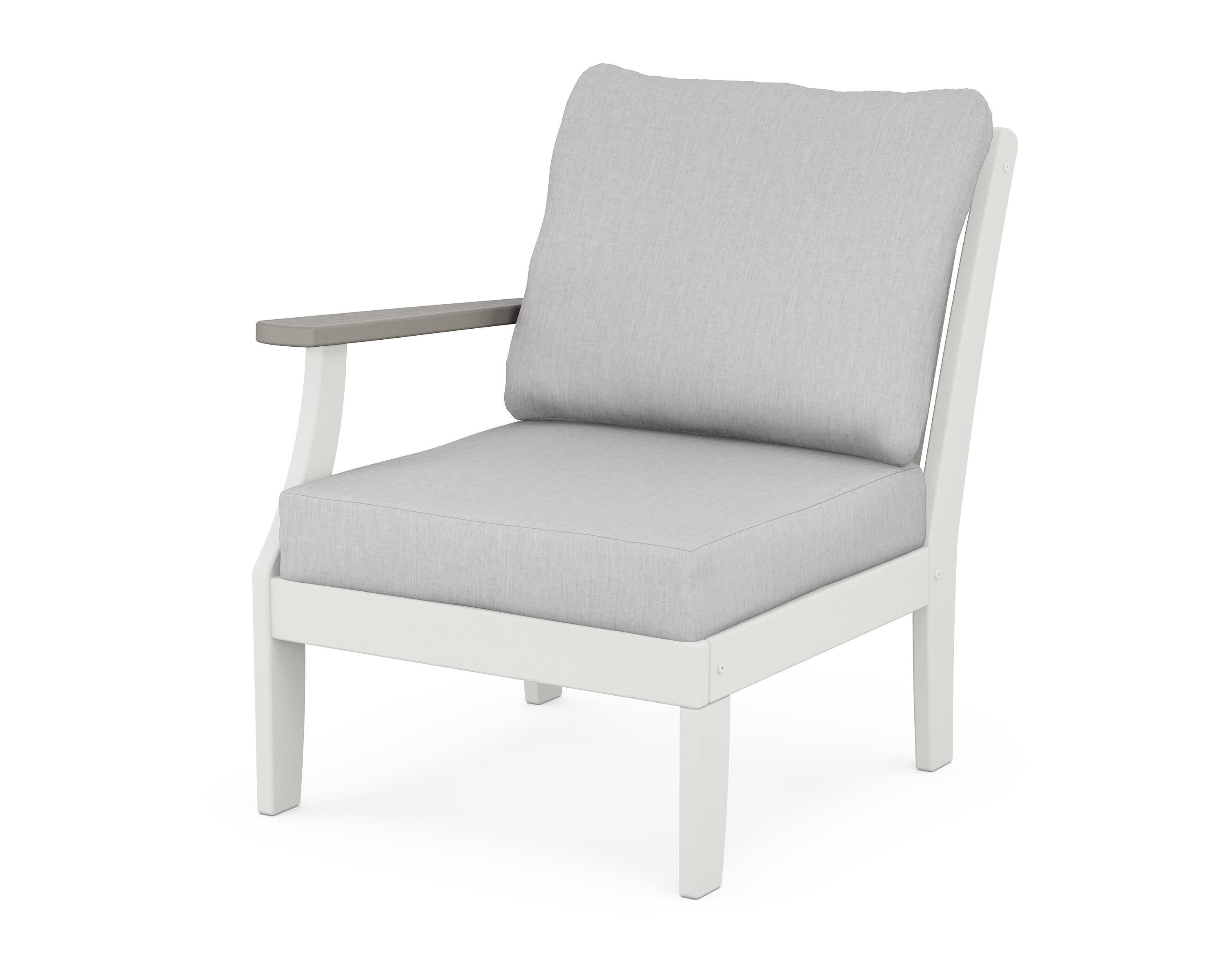 POLYWOOD® Braxton Modular Left Arm Chair in White / Driftwood / Granite
