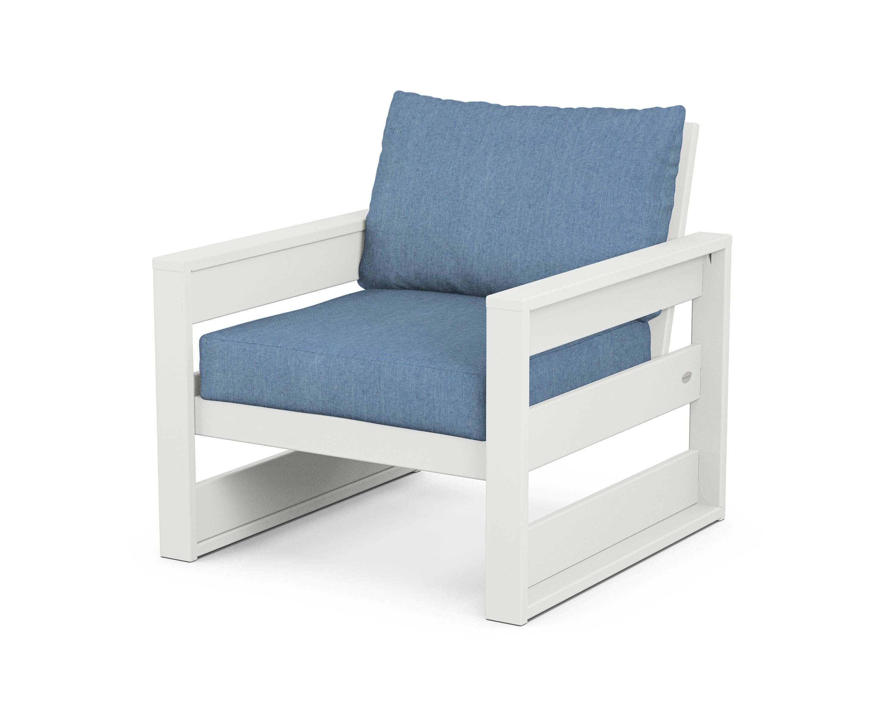 POLYWOOD® Westport Club Chair in White / Sky Blue