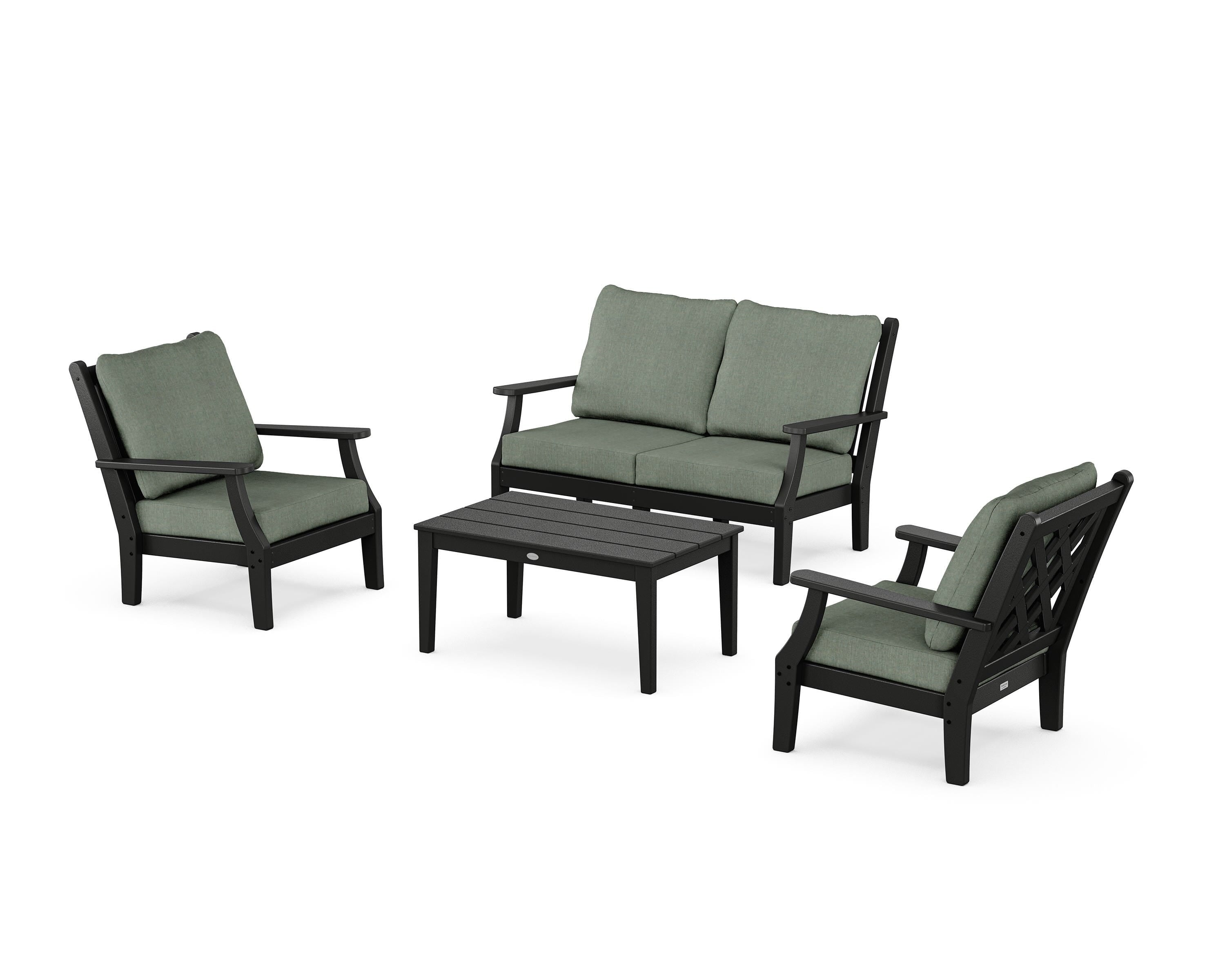 Country Living Wovendale 4-Piece Deep Seating Set with Loveseat in Black / Cast Sage