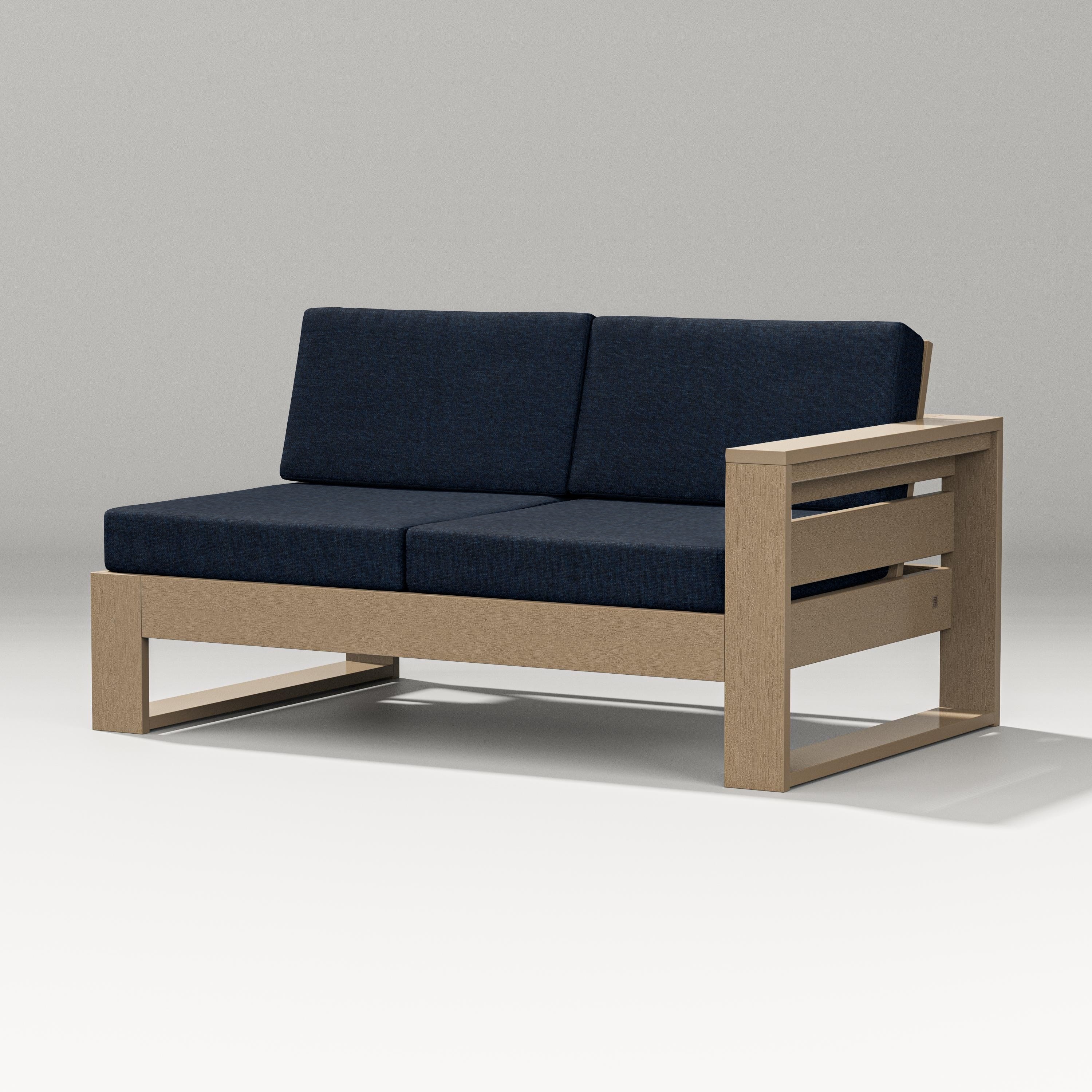 PW Designer Series Latitude Modular Right Arm Loveseat in Vintage Sahara / Marine Indigo