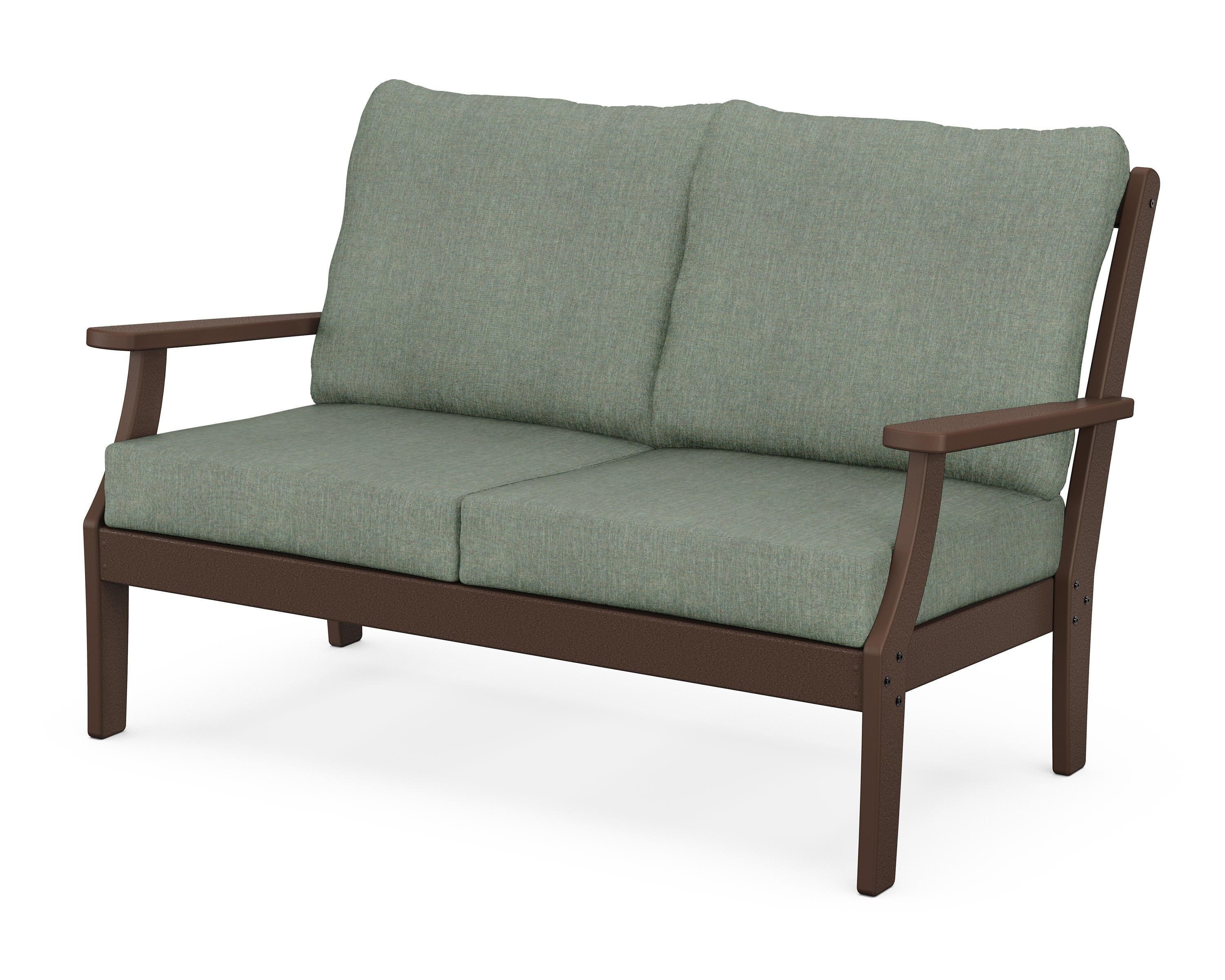 POLYWOOD® Braxton Deep Seating Loveseat in Mahogany / Cast Sage