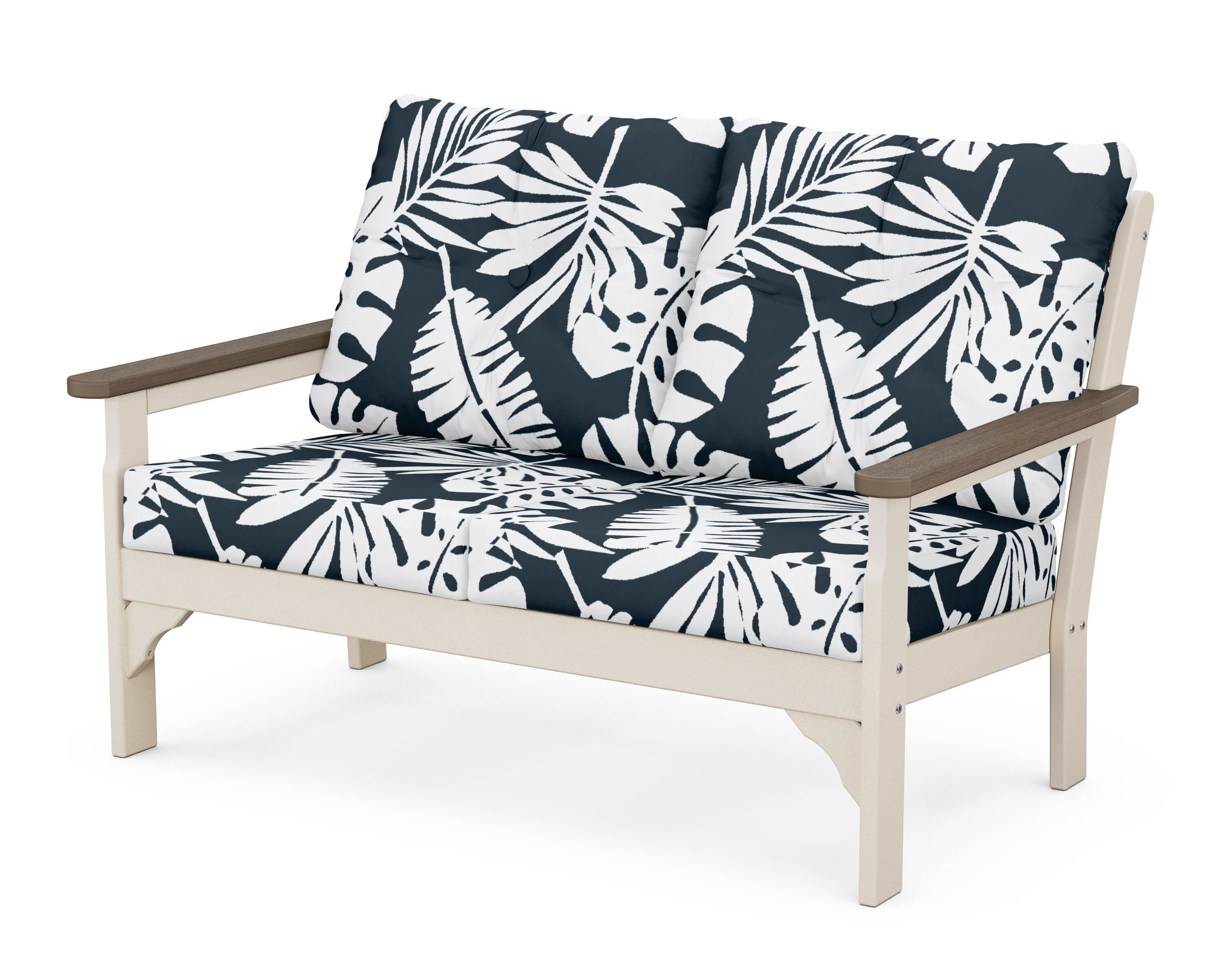POLYWOOD® Vineyard Deep Seating Loveseat in Sand / Kona / Leaf Marine Indigo