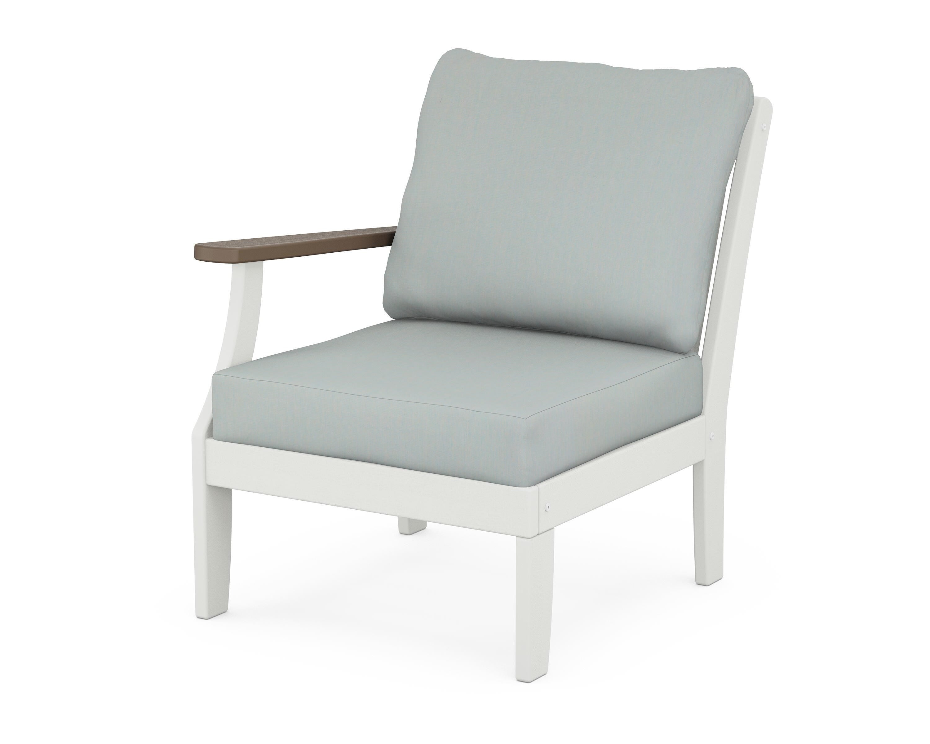 POLYWOOD® Braxton Modular Left Arm Chair in White / Kona / Spa