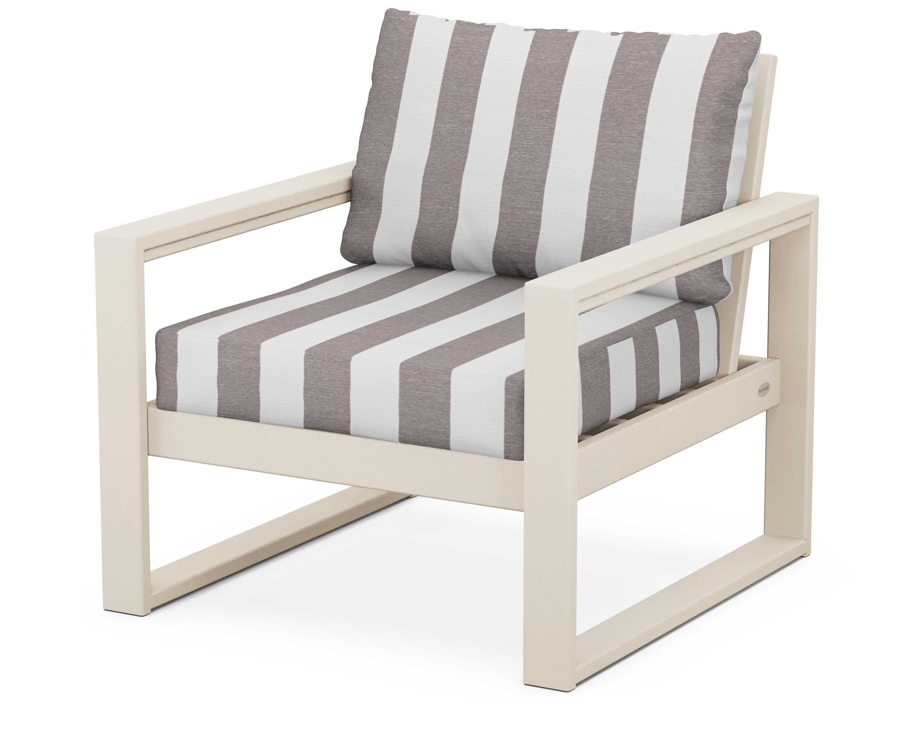 POLYWOOD® EDGE Club Chair in Sand / Cabana Stripe Grey Mist