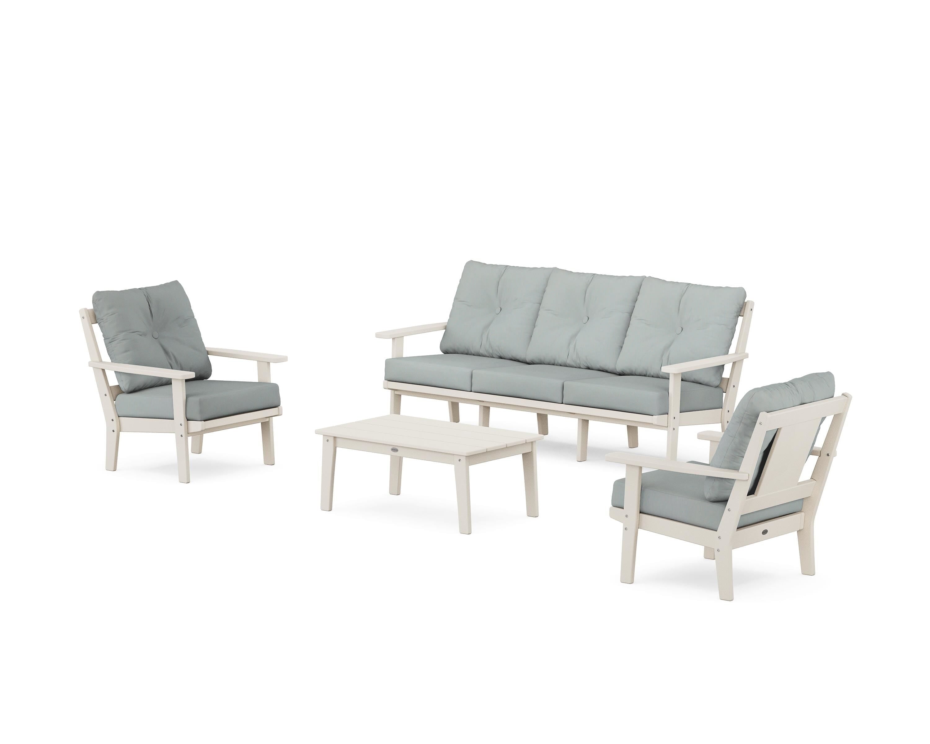 POLYWOOD® Prairie 4-Piece Deep Seating Set with Sofa in Sand / Spa