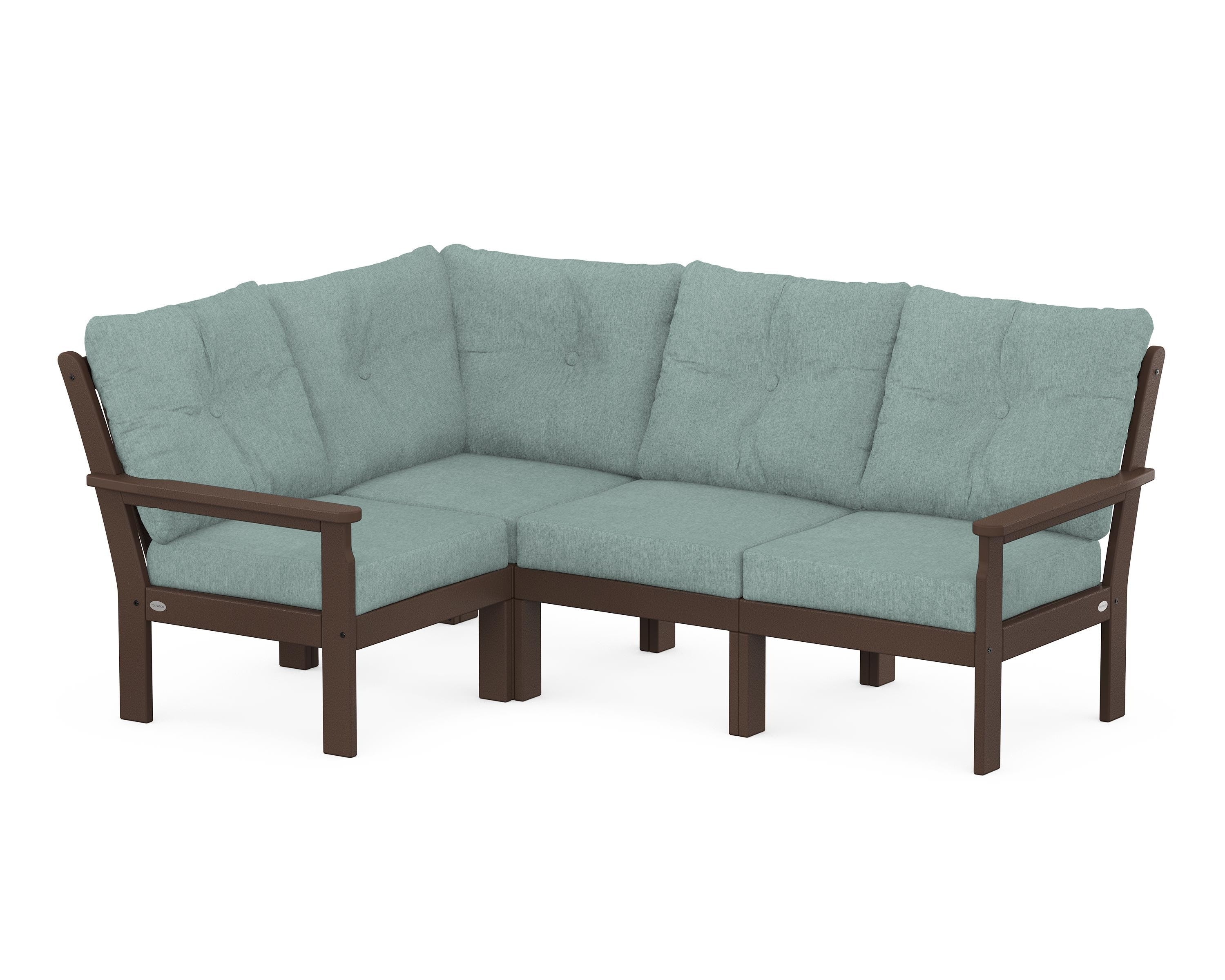 POLYWOOD® Vineyard 4-Piece Sectional in Mahogany / Glacier Spa