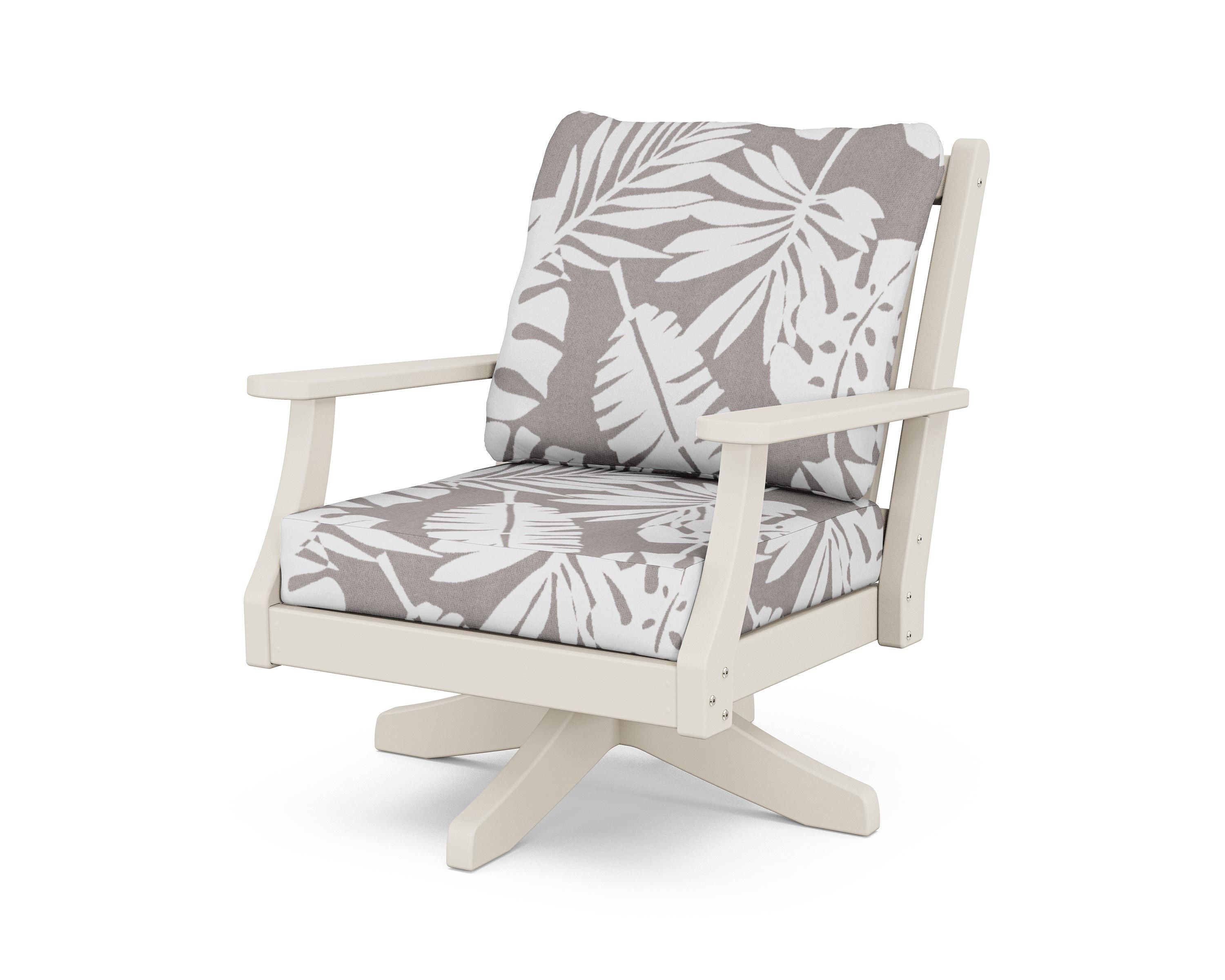 Country Living Wovendale Deep Seating Swivel Chair in Sand / Leaf Grey Mist