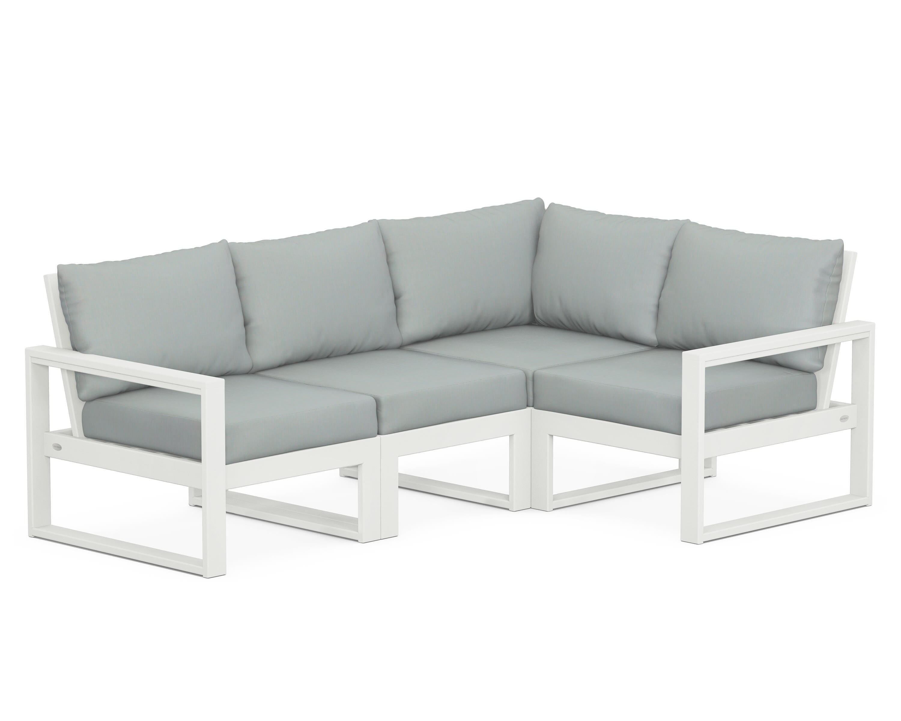 POLYWOOD® EDGE 4-Piece Modular Deep Seating Set in Vintage White / Spa